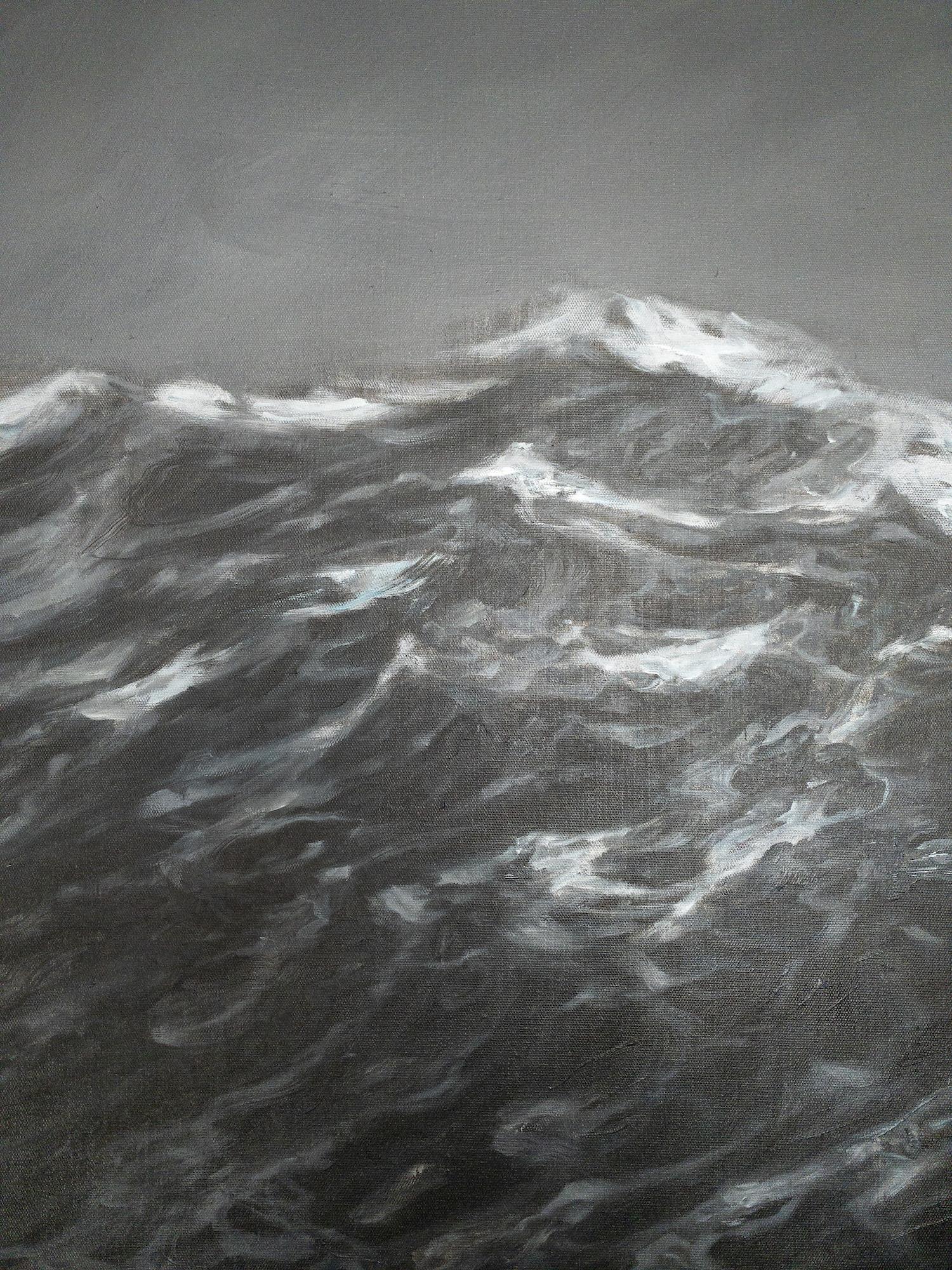The Outburst by Franco Salas Borquez - Contemporary oil painting, seascape, wave For Sale 9