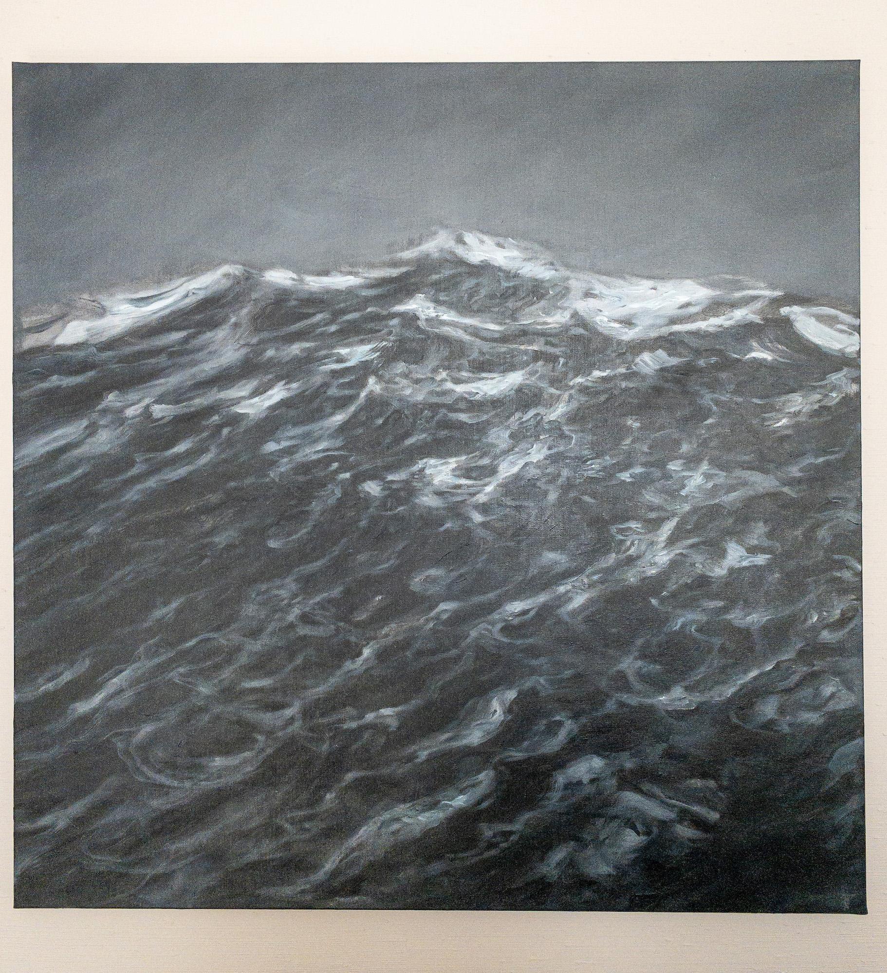 The Outburst by Franco Salas Borquez - Contemporary oil painting, seascape, wave For Sale 1