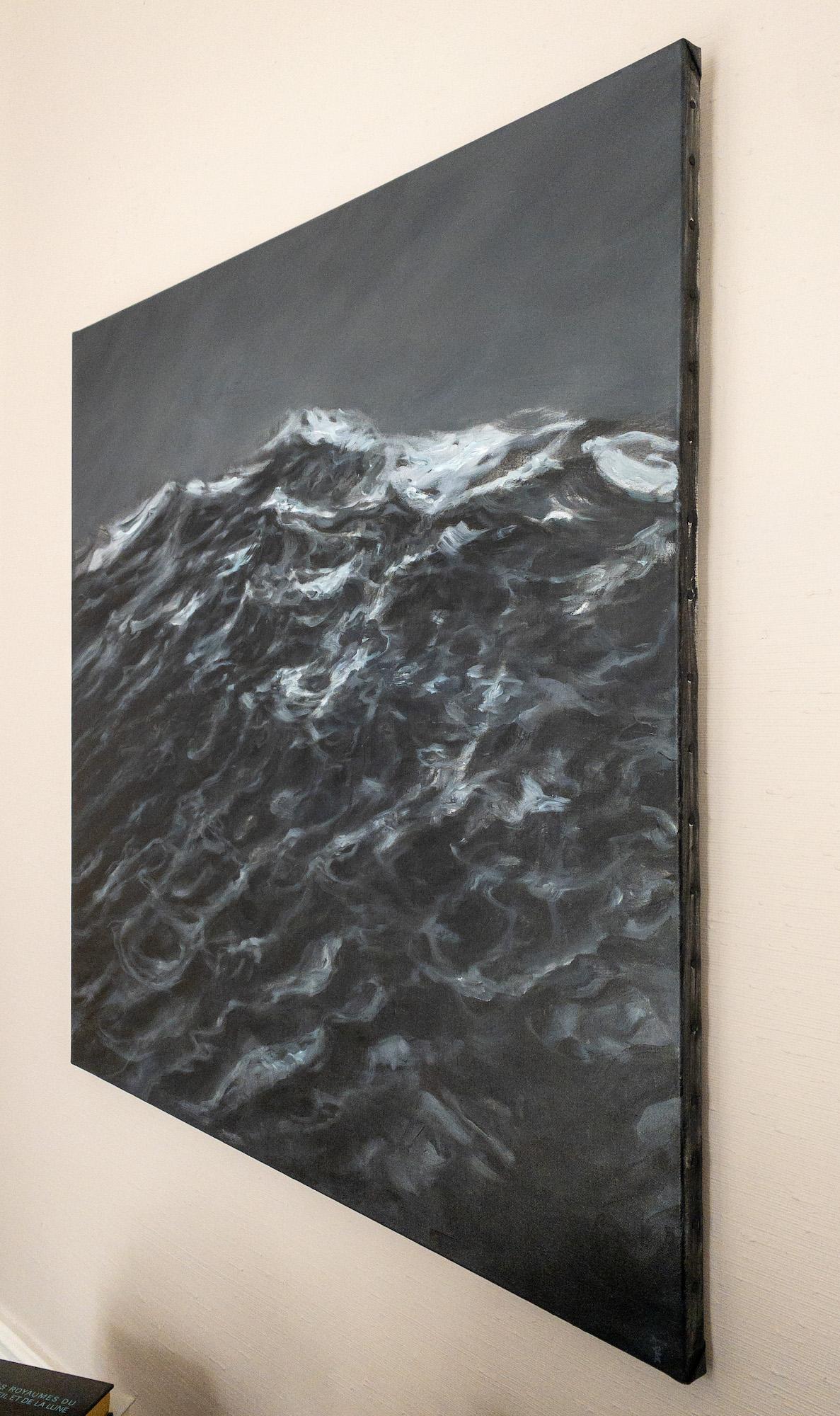 The Outburst by Franco Salas Borquez - Contemporary oil painting, seascape, wave For Sale 3