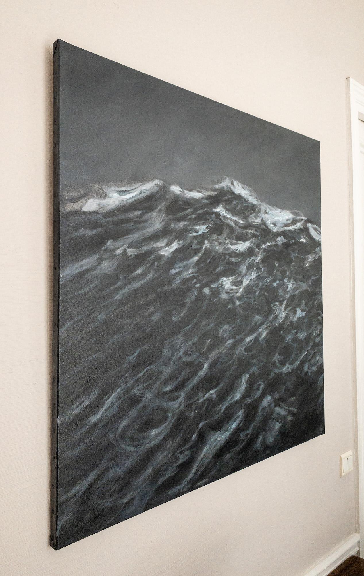 The Outburst by Franco Salas Borquez - Contemporary oil painting, seascape, wave For Sale 3