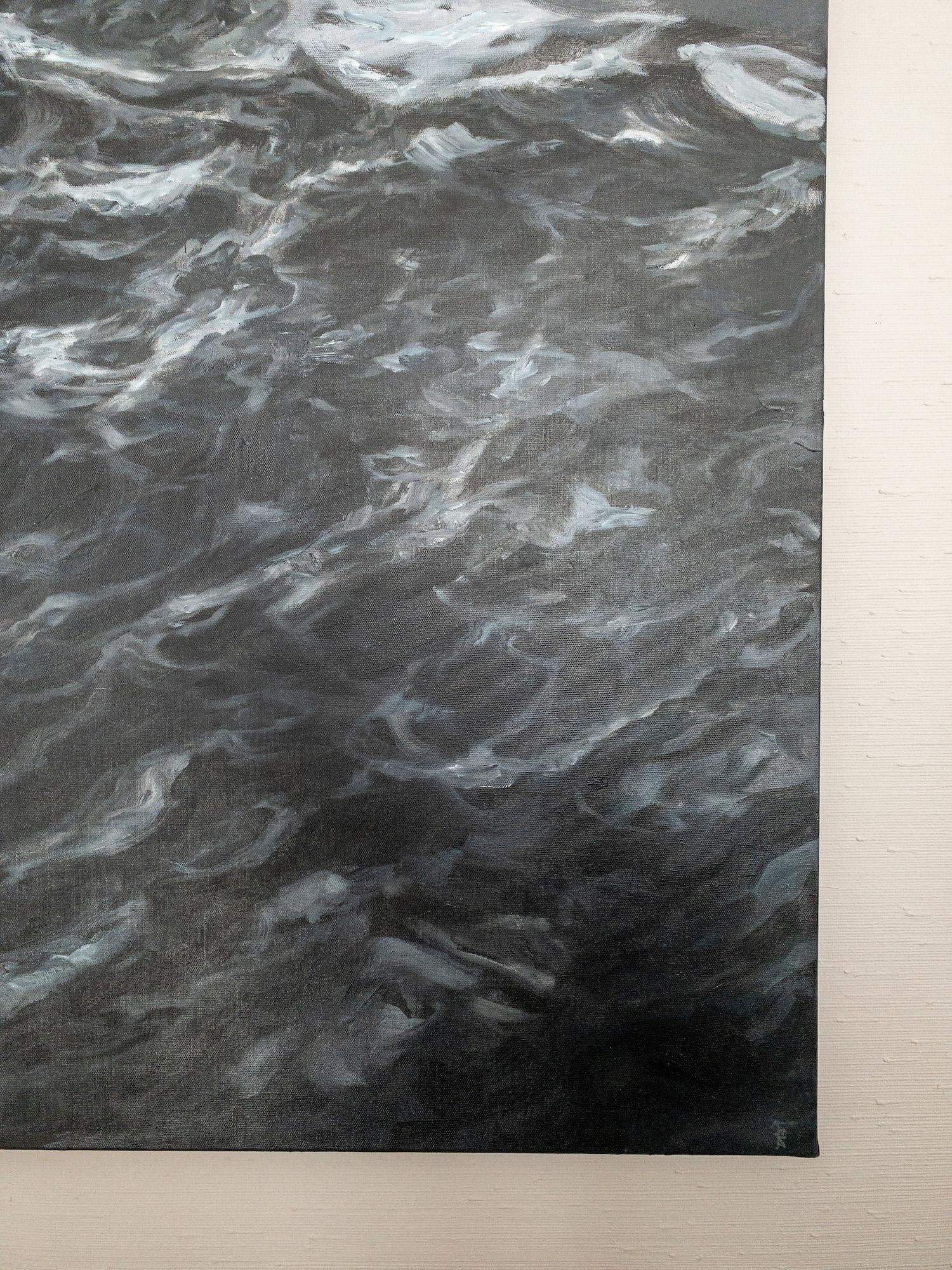 The Outburst by Franco Salas Borquez - Contemporary oil painting, seascape, wave For Sale 6