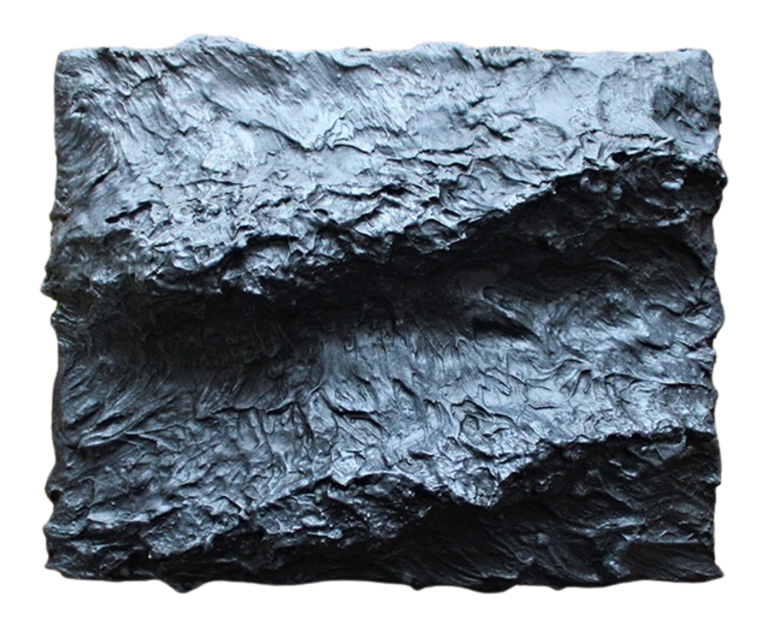 El mar como muro de Franco Salas Borquez - pintura en relieve, paisaje marino, negro en venta 3