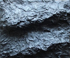 Il mare come muro di Franco Salas Borquez - pittura a rilievo, paesaggio marino, nero