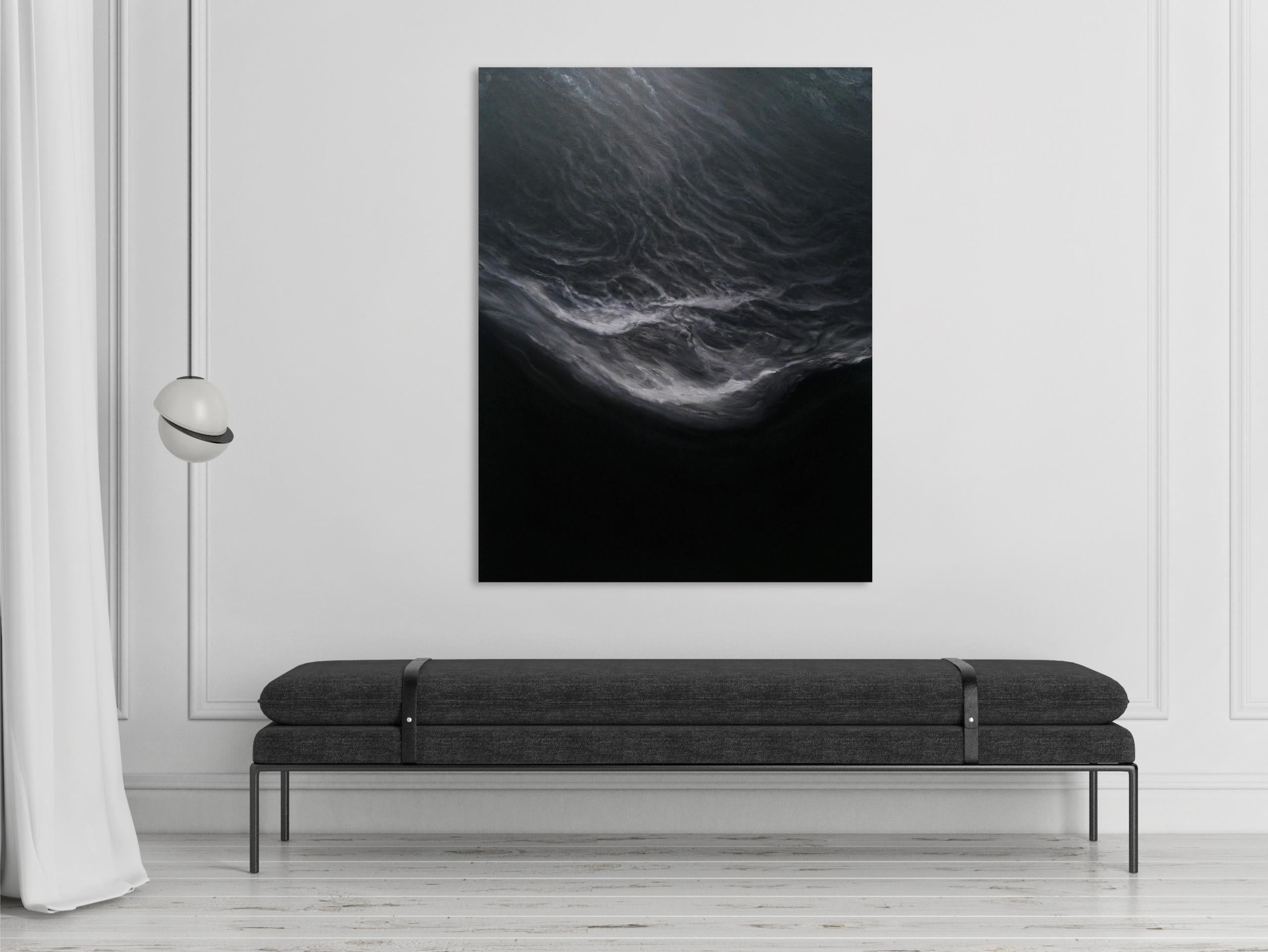The Shore by Franco Salas Borquez - Contemporary seascape painting, dark tones For Sale 1