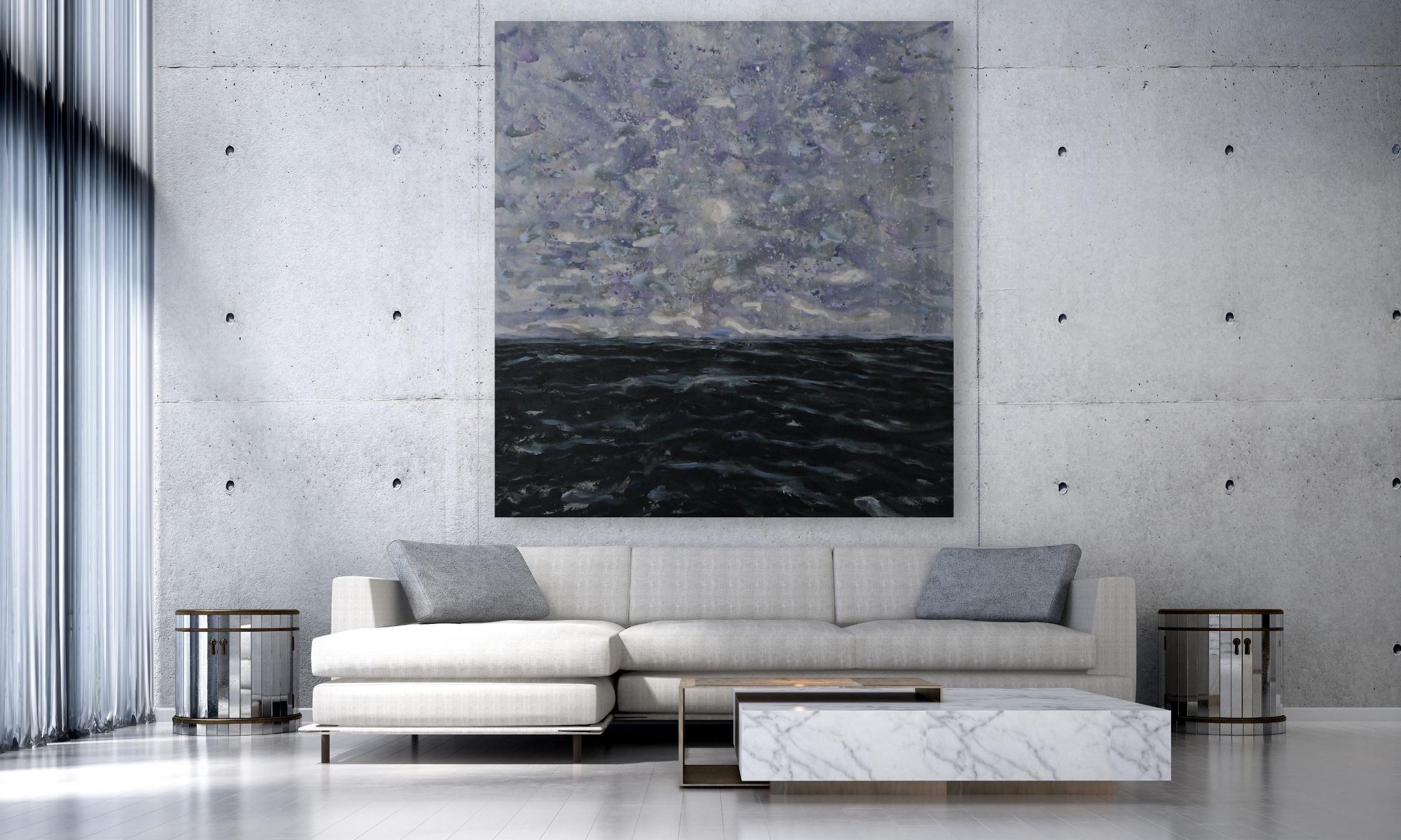 Die Sonne von Franco Salas Borquez - Acrylmalerei, Öl, Meereswellen, Meereslandschaft im Angebot 3