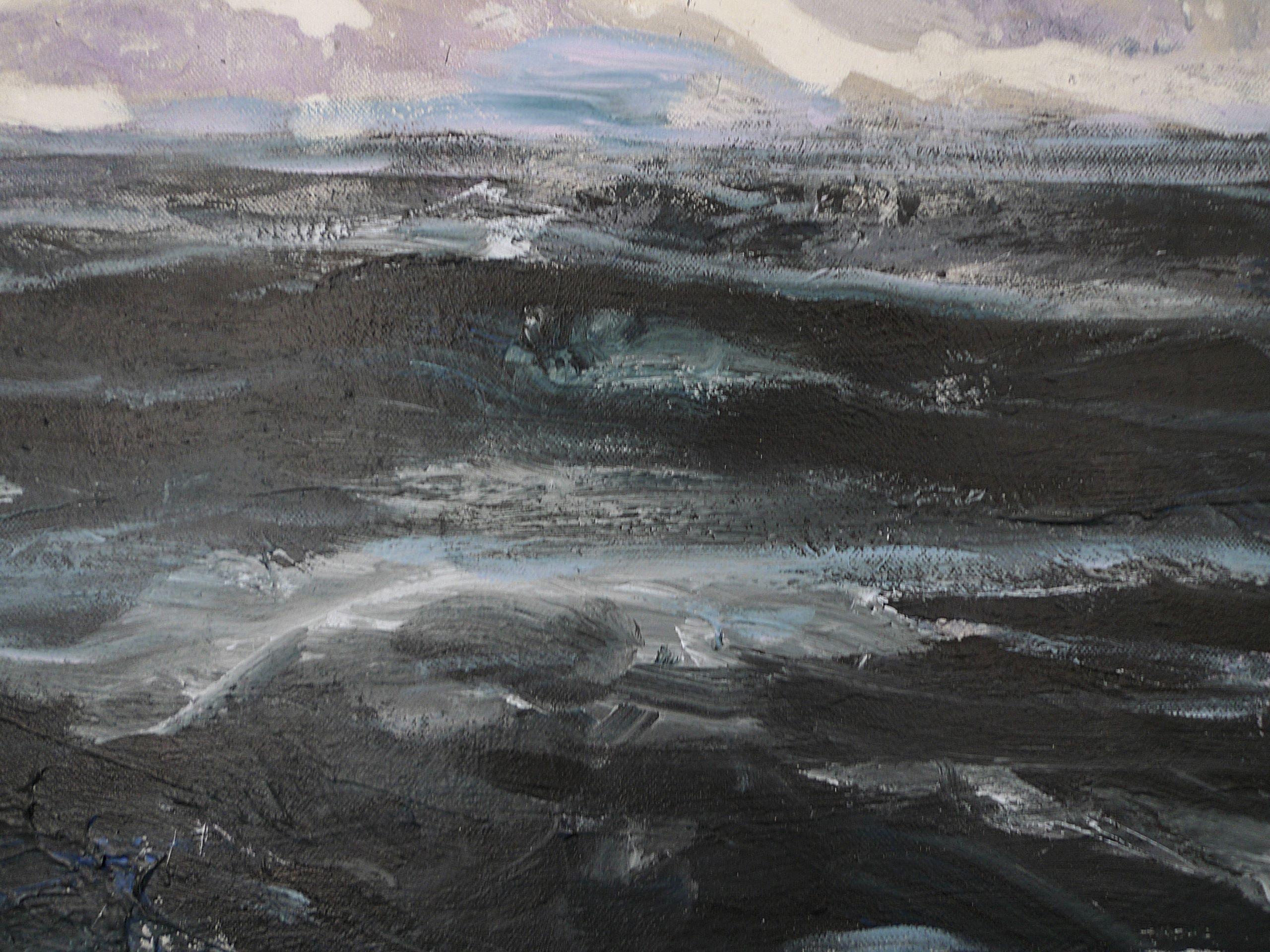 Die Sonne von Franco Salas Borquez - Acrylmalerei, Öl, Meereswellen, Meereslandschaft im Angebot 5