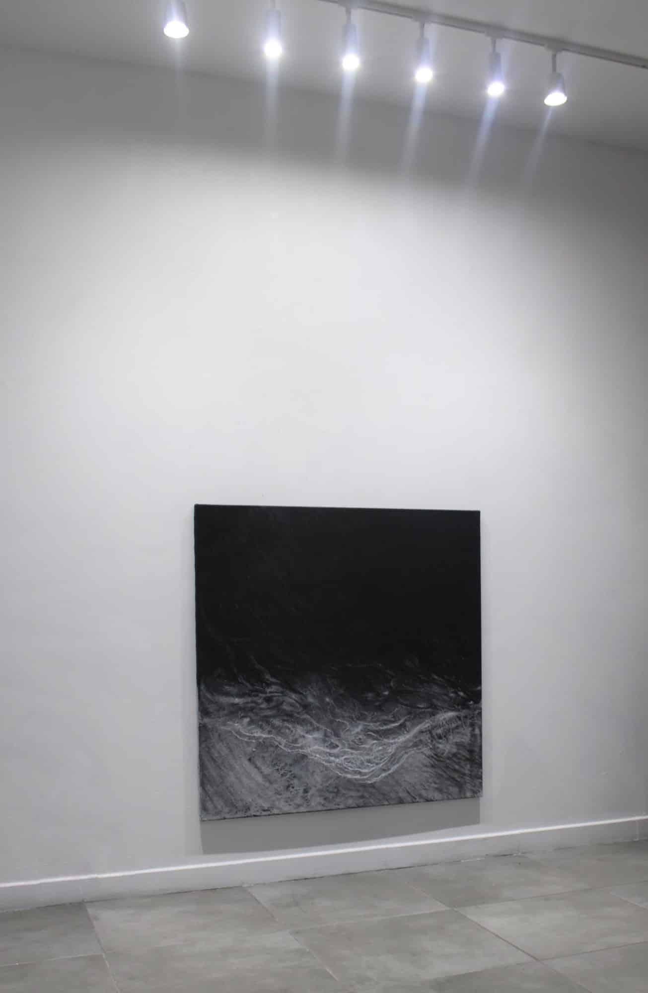 The void by Franco Salas Borquez - Black & white painting, ocean waves, seascape 2