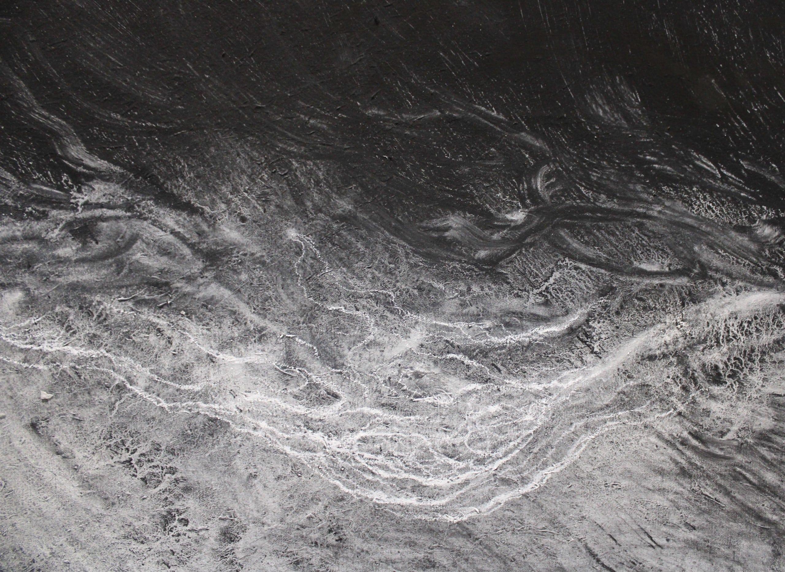 The void by Franco Salas Borquez - Black & white painting, ocean waves, seascape 4