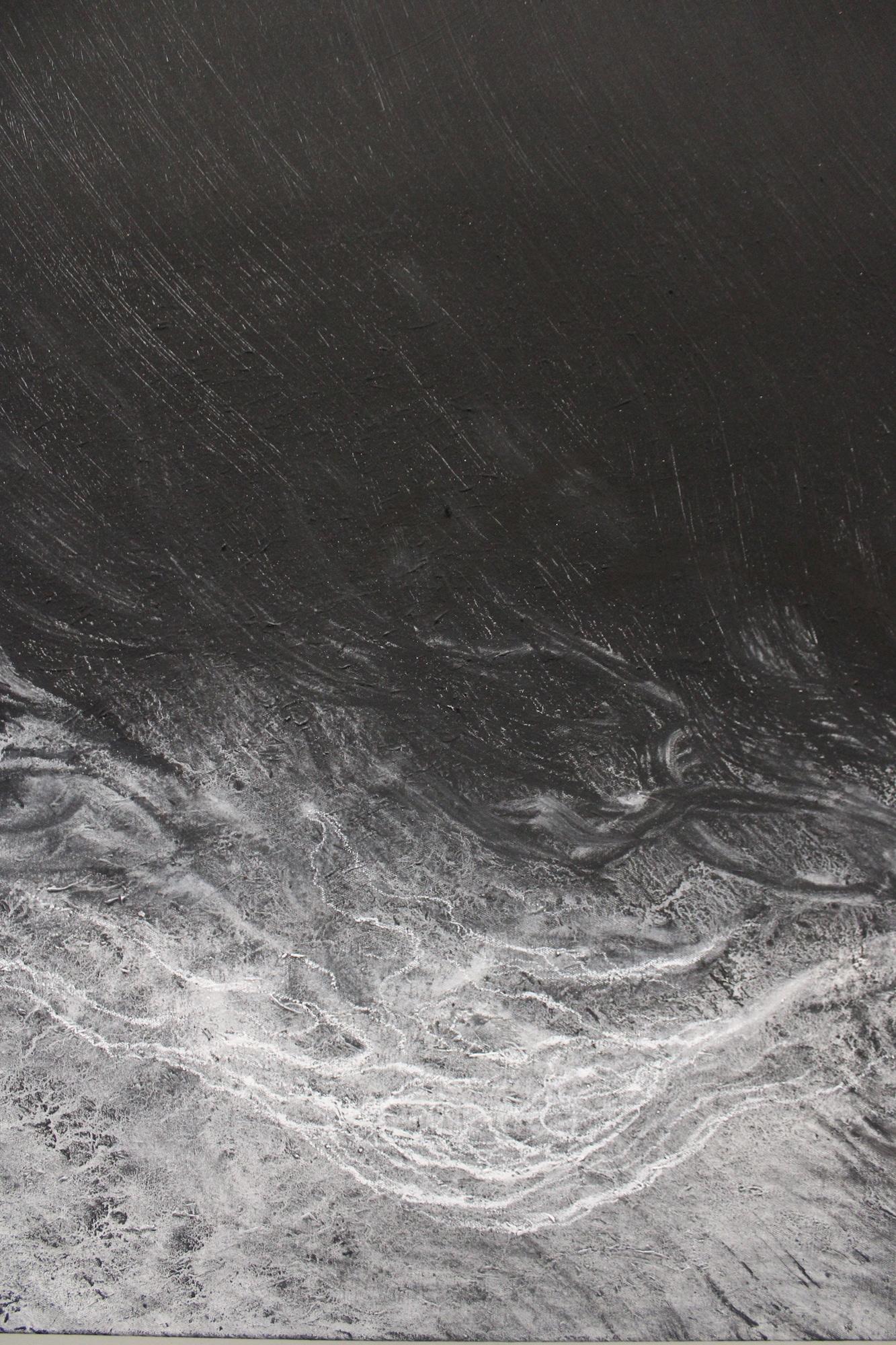 The void by Franco Salas Borquez - Black & white painting, ocean waves, seascape 5