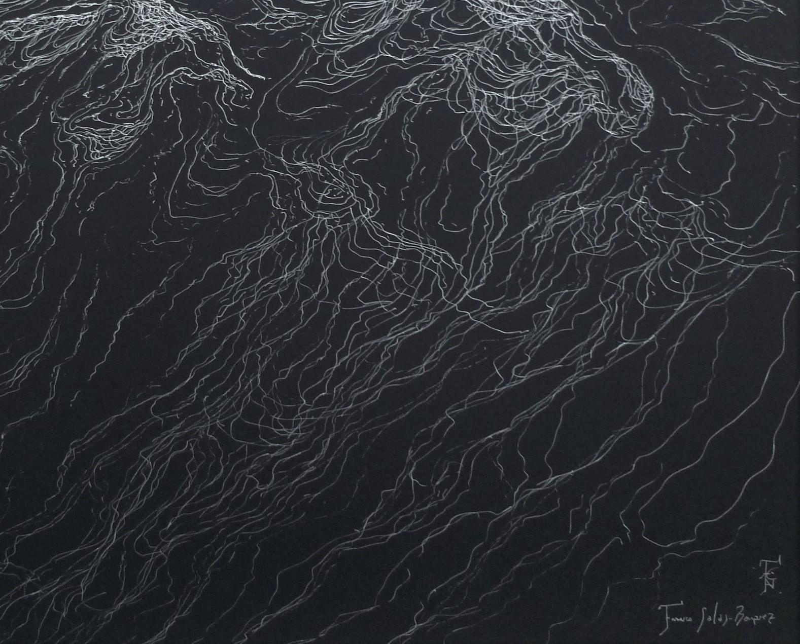The walk of the swells (ink) by Franco Salas Borquez - Paysage marin, océan, vagues en vente 2
