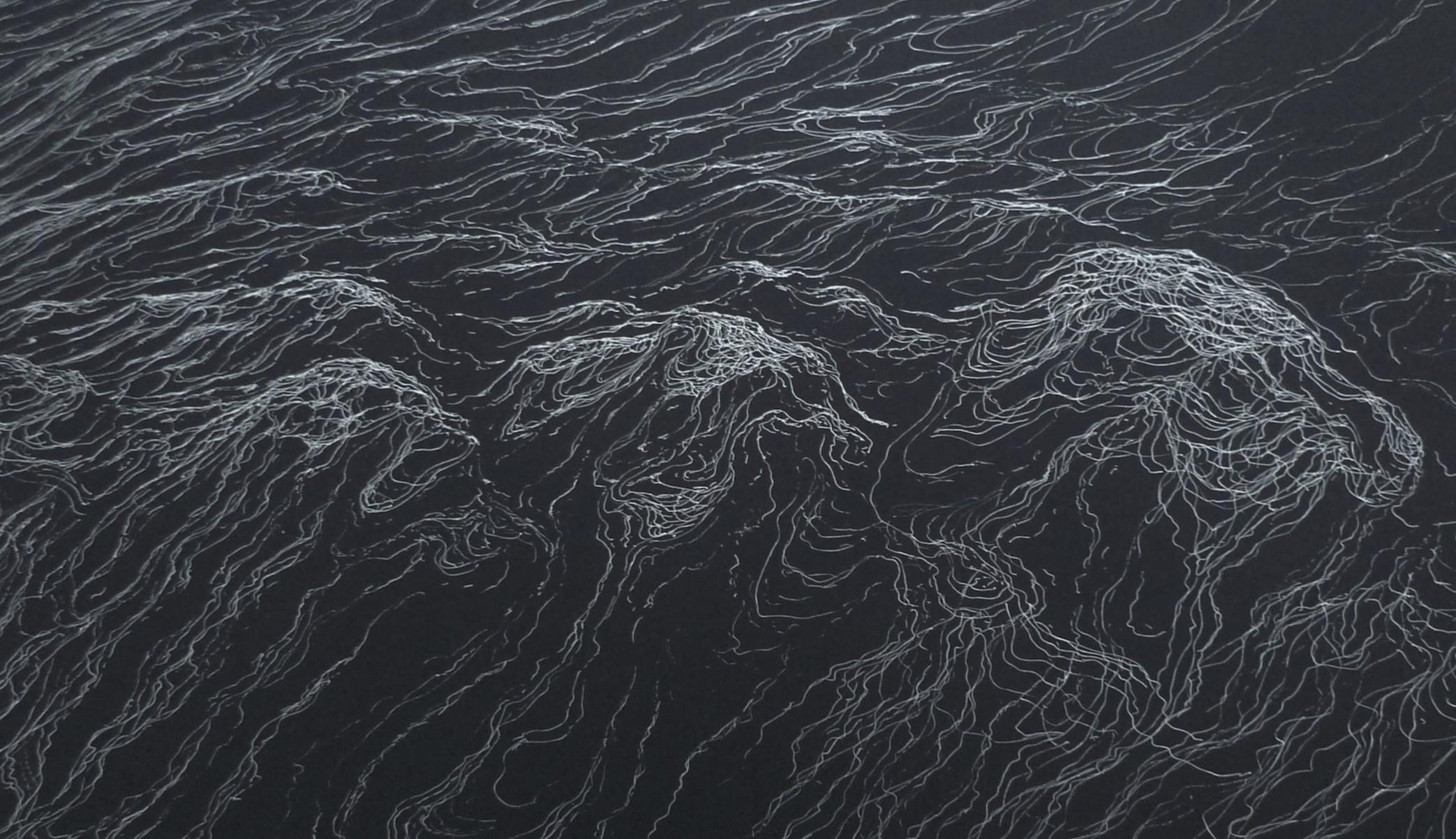 The walk of the swells (ink) by Franco Salas Borquez - Paysage marin, océan, vagues en vente 4
