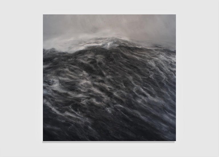 Unfurling by F. S. Borquez - Contemporary Oil Painting, Seascape, Ocean waves - Black Figurative Painting by Franco Salas Borquez