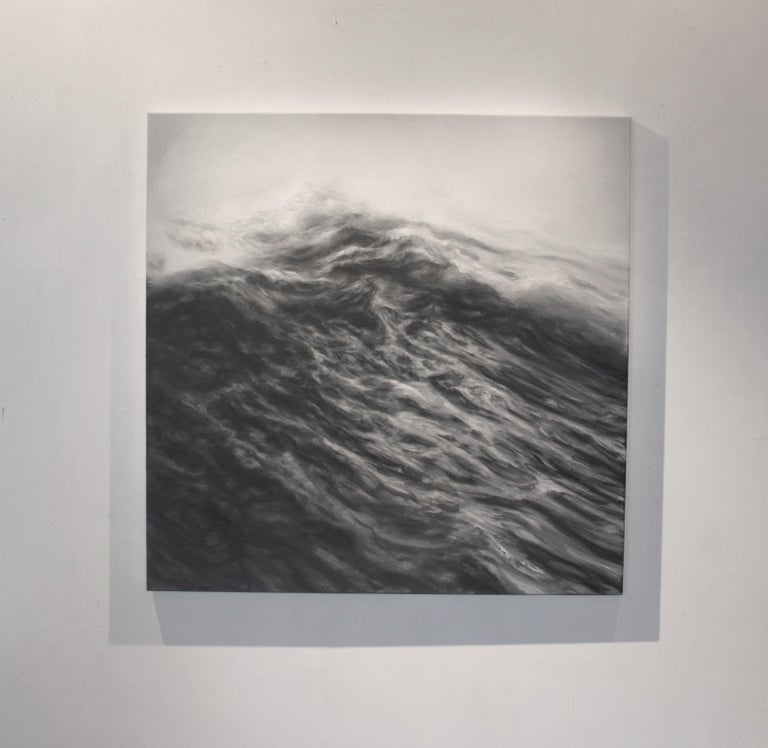 Veritas by F. S. Borquez - Contemporary Oil Painting, Seascape, Ocean waves - Black Figurative Painting by Franco Salas Borquez