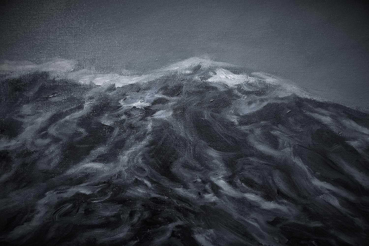 Wandering Wave is a unique oil on canvas painting by contemporary artist Franco Salas Borquez, dimensions are 100 × 100 cm (39.4 × 39.4 in). 
The artwork is signed, sold unframed and comes with a certificate of authenticity.

Franco Salas Borquez