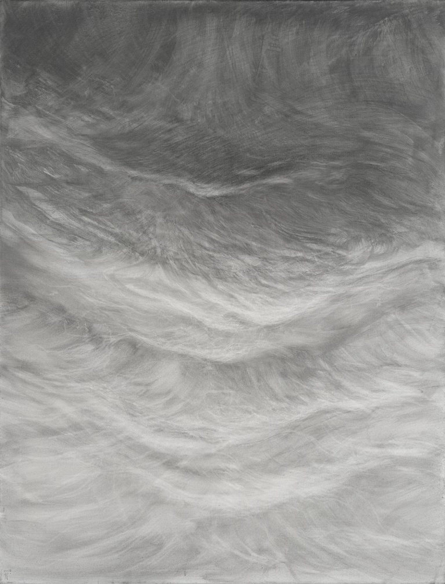 Vagues par Franco Salas Borquez - Peinture contemporaine de paysage marin, océan, tons sombres en vente 11