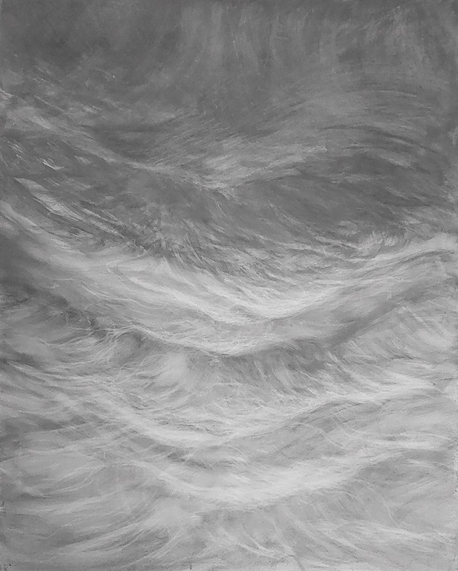 Waves is a unique graphite drawing on linen canvas by contemporary artist Franco Salas Borquez, dimensions are 118 × 91 cm (46.5 × 35.8 in). Dimensions of the framed artwork are 120 x 93 cm (47.2 x 36.6 in)
The artwork is signed, sold framed and