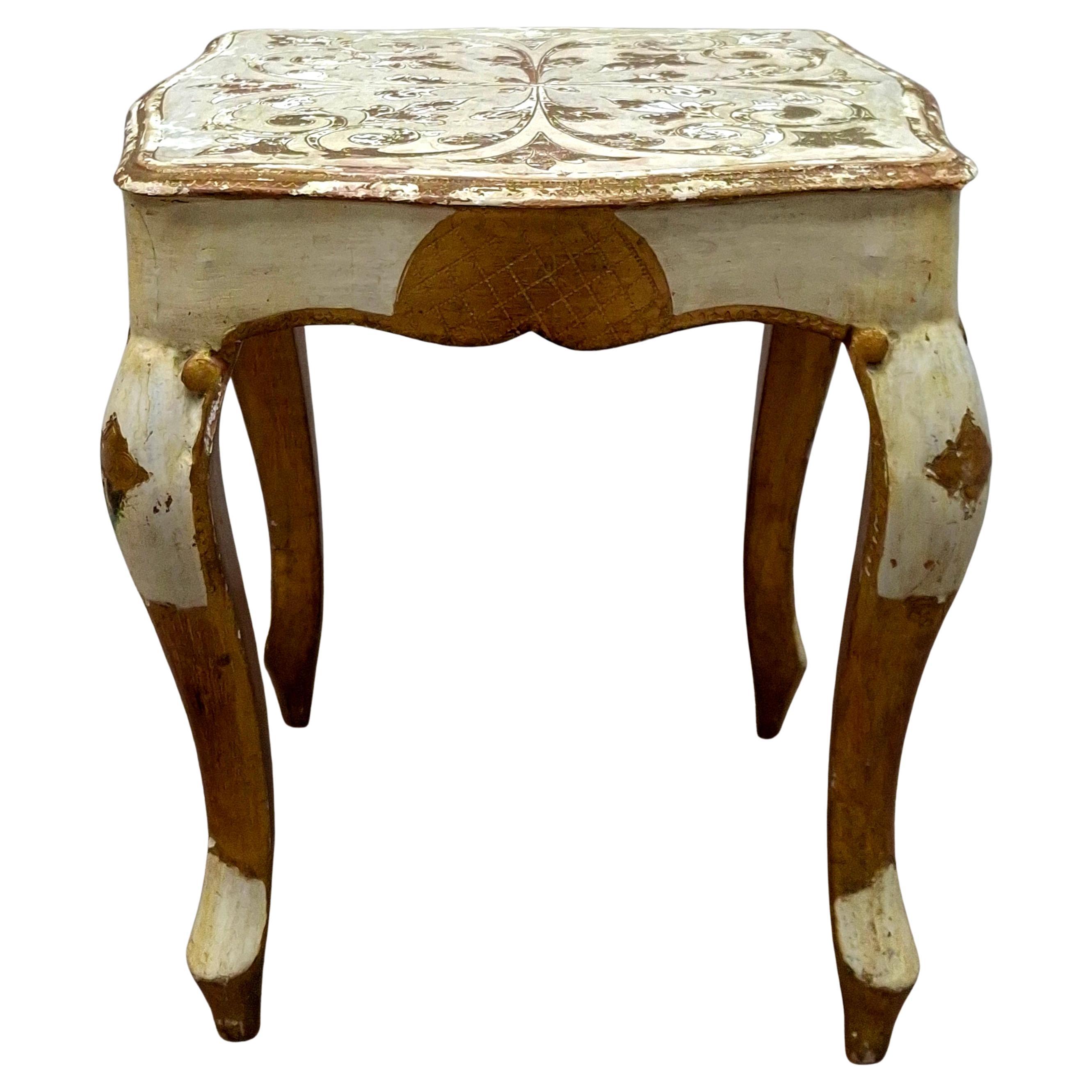 Franco Tacchi Italian Florentine Painted and Partial Gilt Low Side Table For Sale