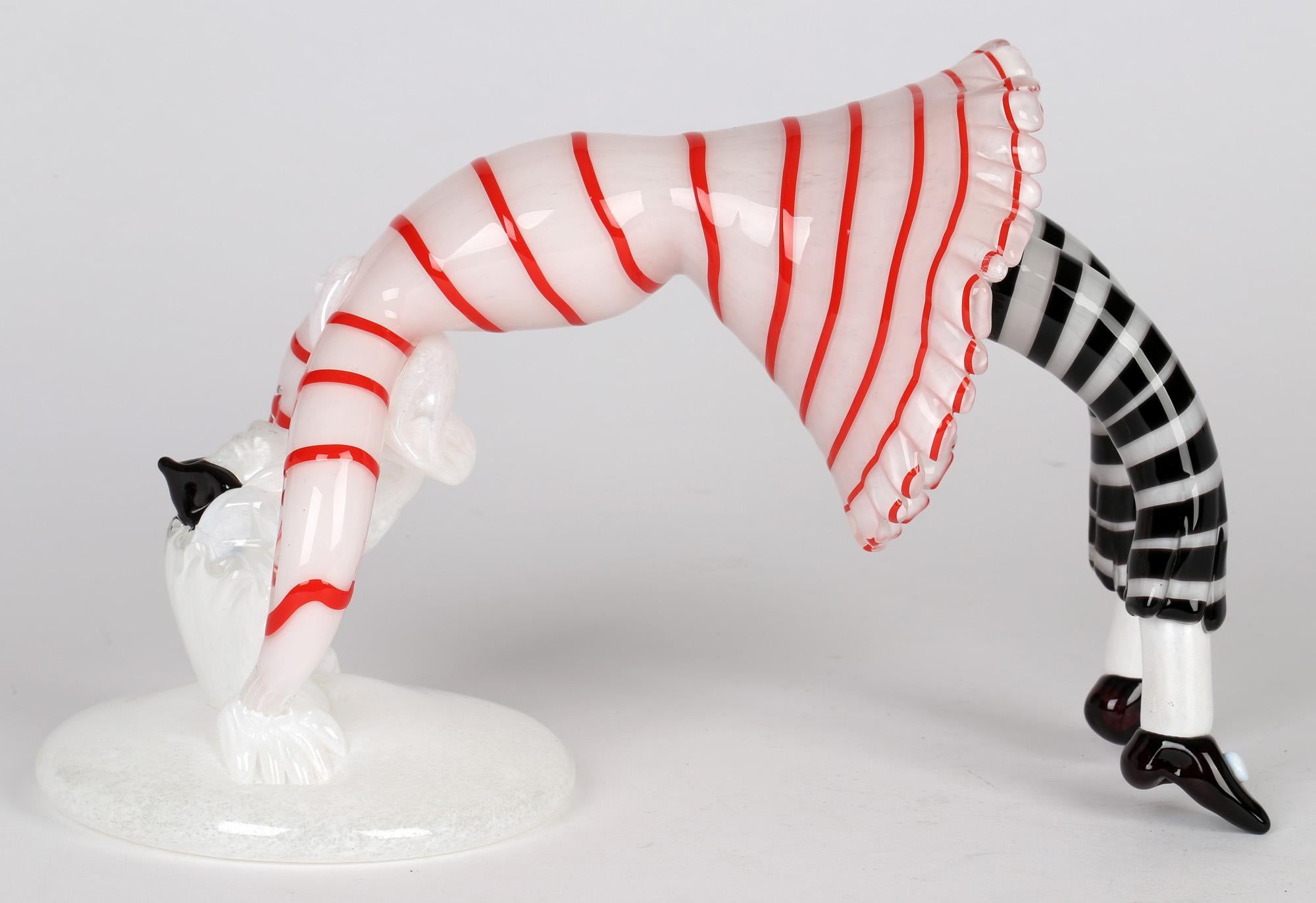 Franco Toffolo Commedia Dell'Arte Glass Clown Acrobat Figure For Sale 5