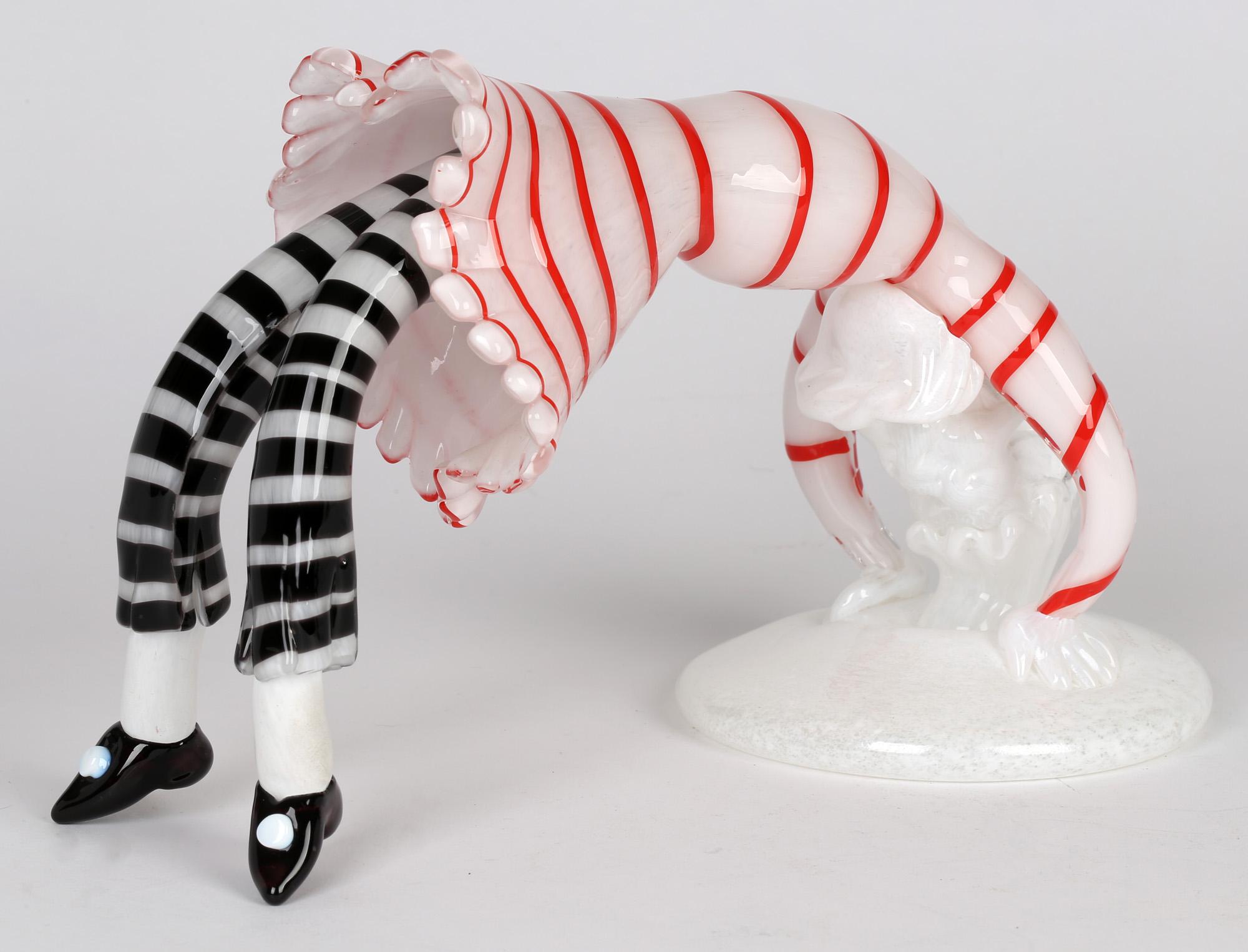 Mid-Century Modern Franco Toffolo Commedia Dell'Arte Glass Clown Acrobat Figure For Sale
