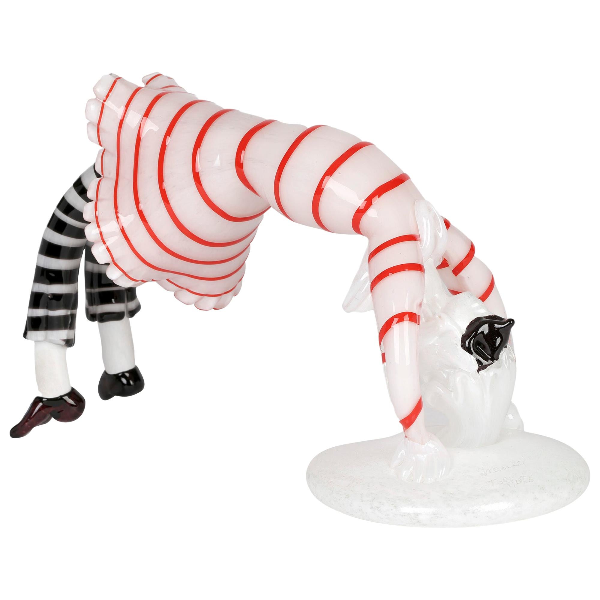 Franco Toffolo Commedia Dell'Arte Glass Clown Acrobat Figure For Sale