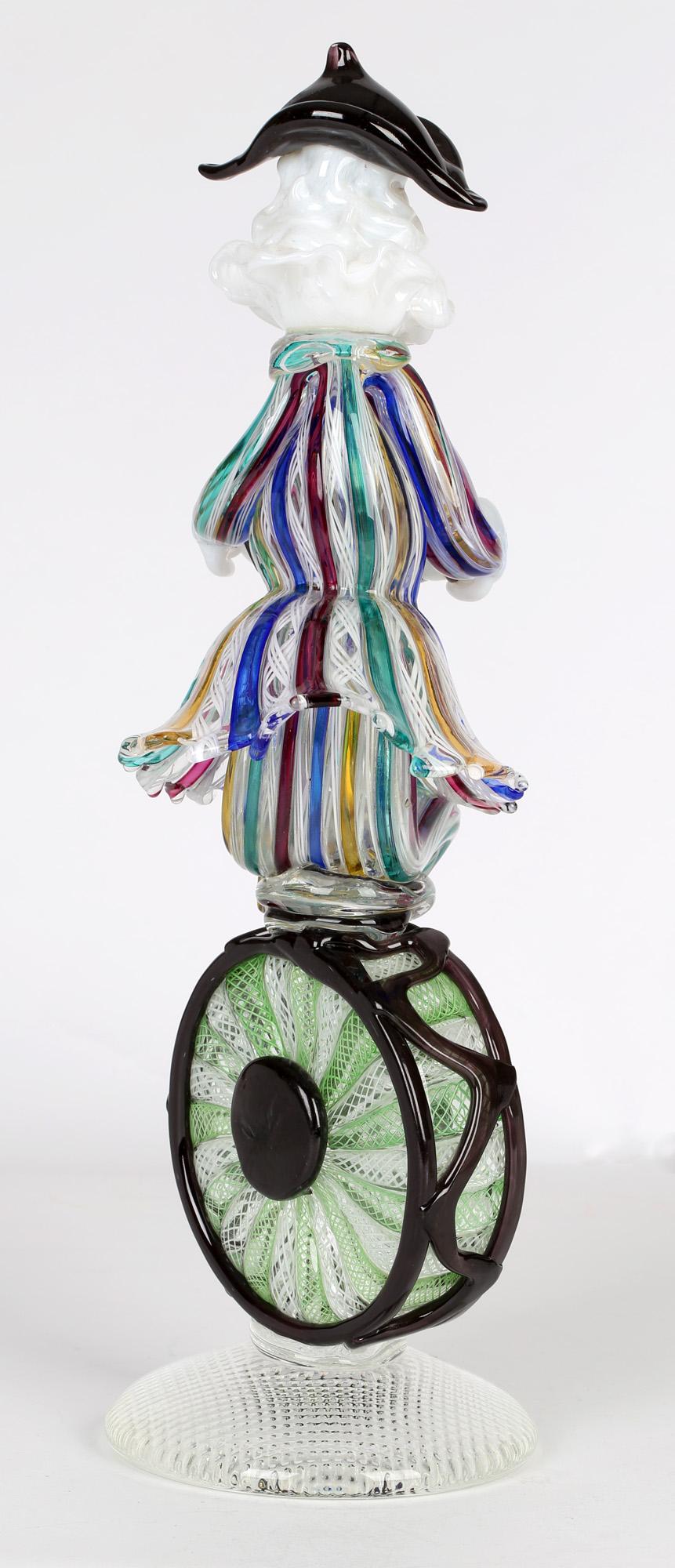 Franco Toffolo Commedia Dell'Arte Glass Clown Figure Playing A Squeeze Box 6