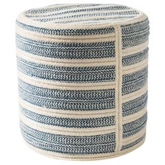 Franco Woven Wool Ottoman in Blue Custom Made in the USA