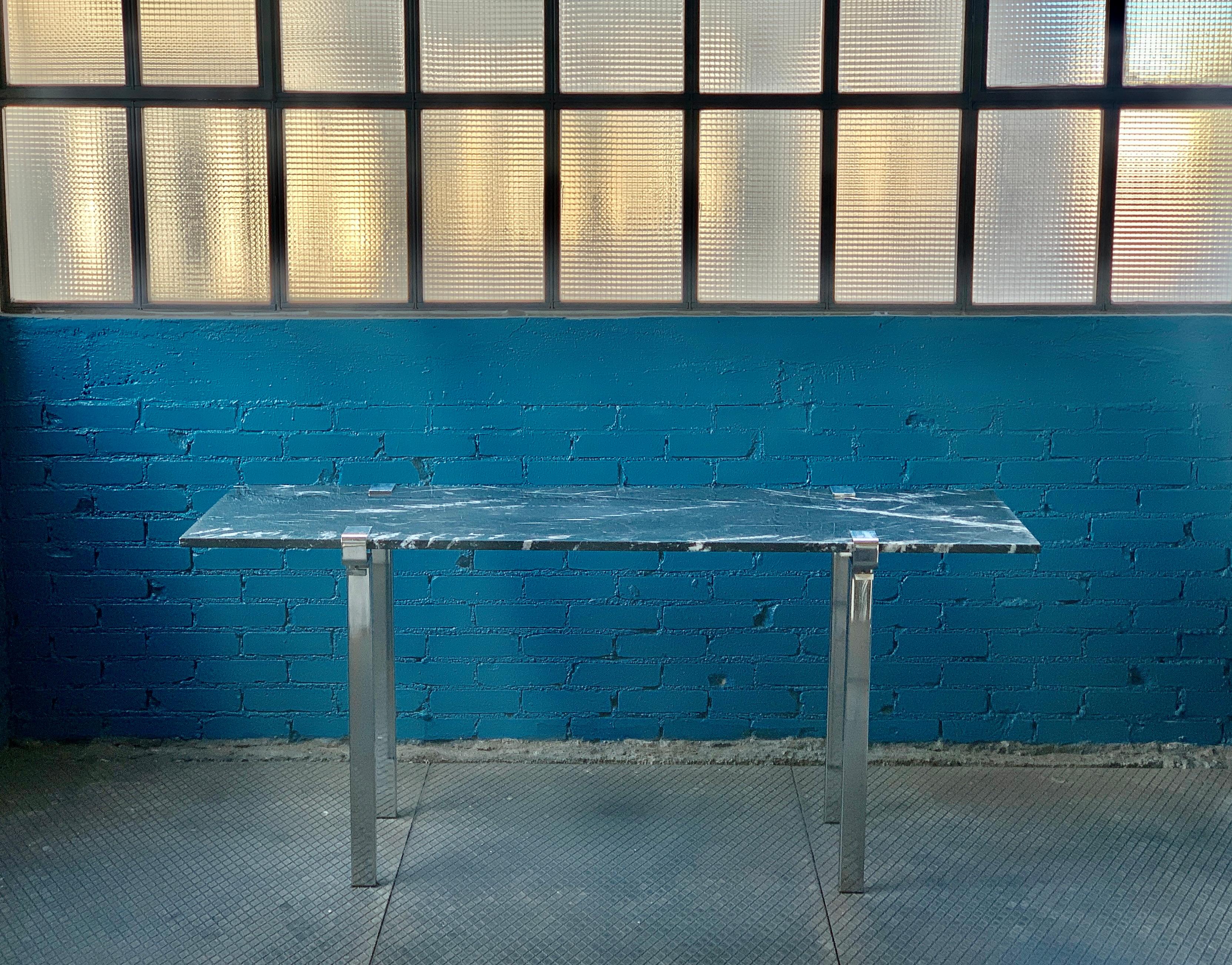 French Francois Arnal, Black marble console Serre-joints, Atelier A ed., 1970 For Sale