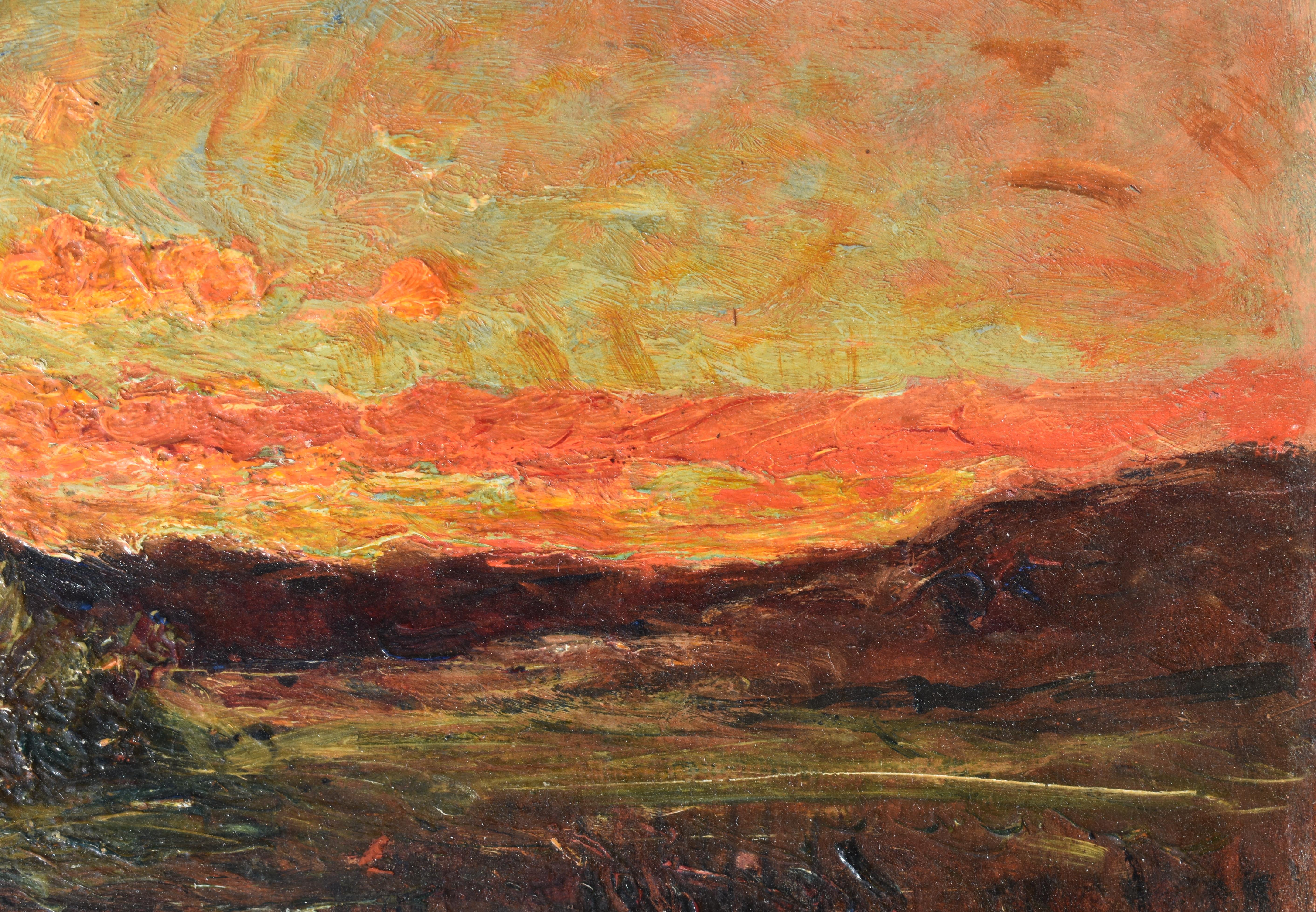 Coucher de soleil Début de l'impressionnisme français c1890 en vente 1