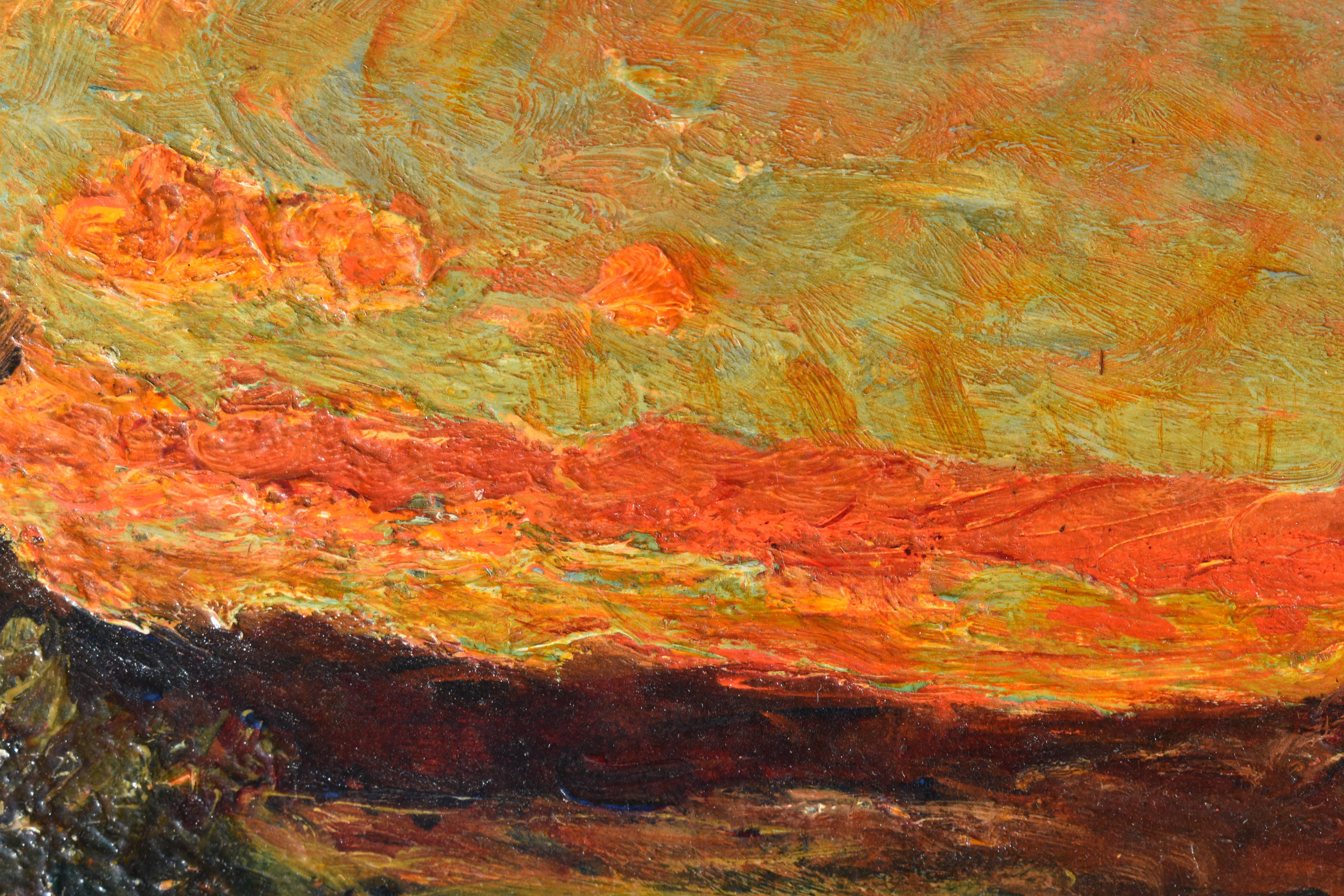 Coucher de soleil Début de l'impressionnisme français c1890 en vente 2