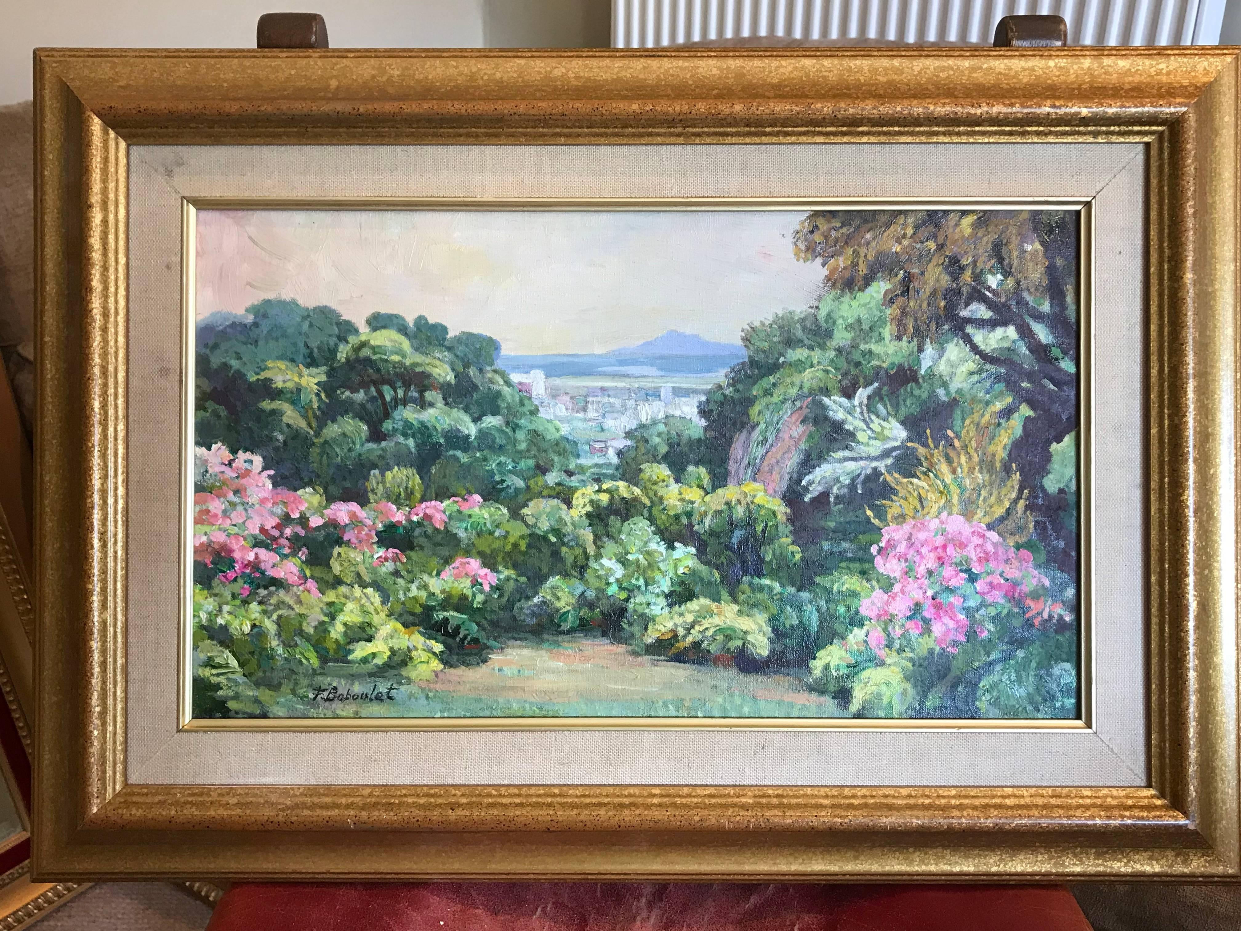 Francois Baboulet Landscape Painting - Provence Gardens, French Impressionist Signed Oil Painting