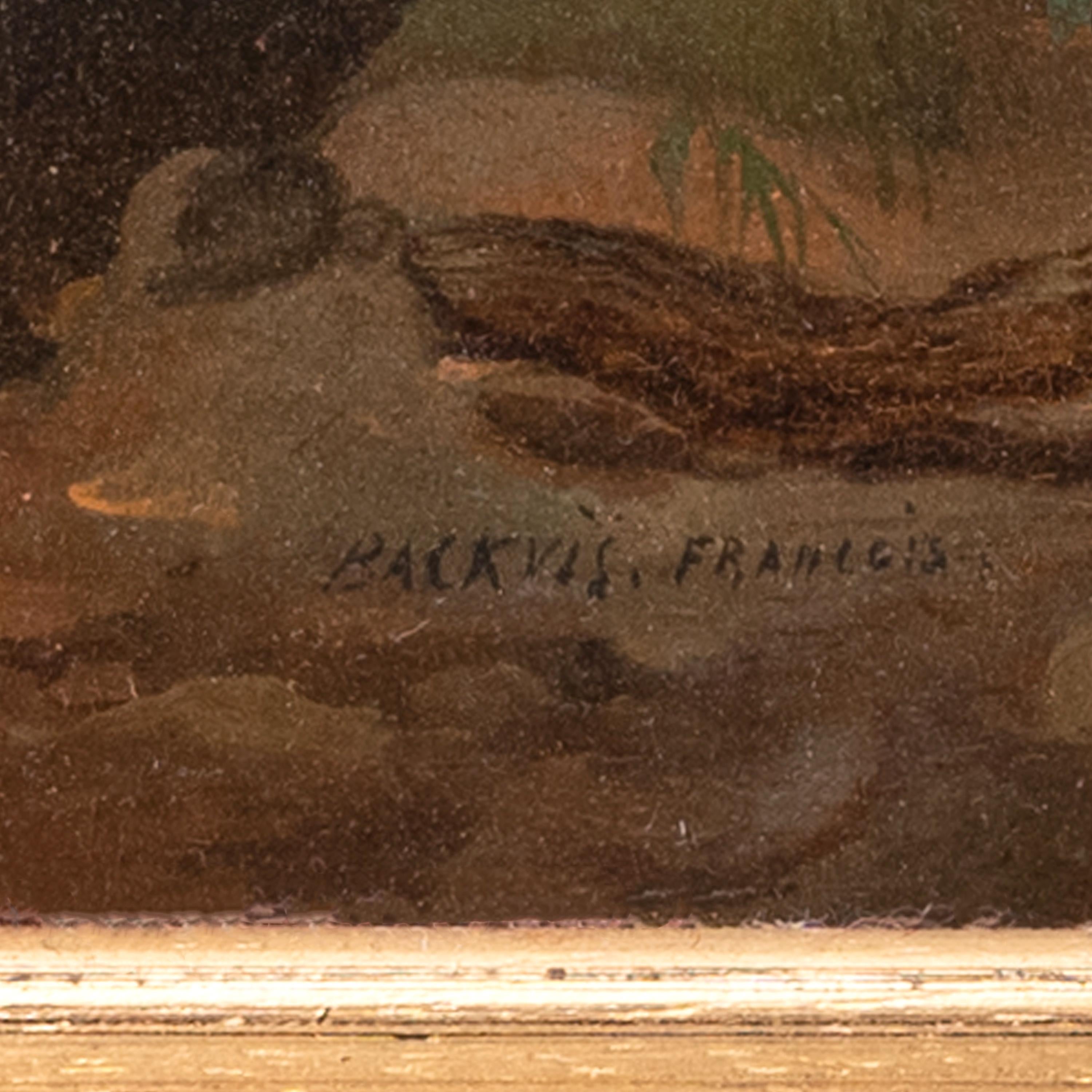 Antikes flämisches Ölgemälde auf Tafel, Francois Backvis, Hirte mit Schaflocke, 1880 im Angebot 3