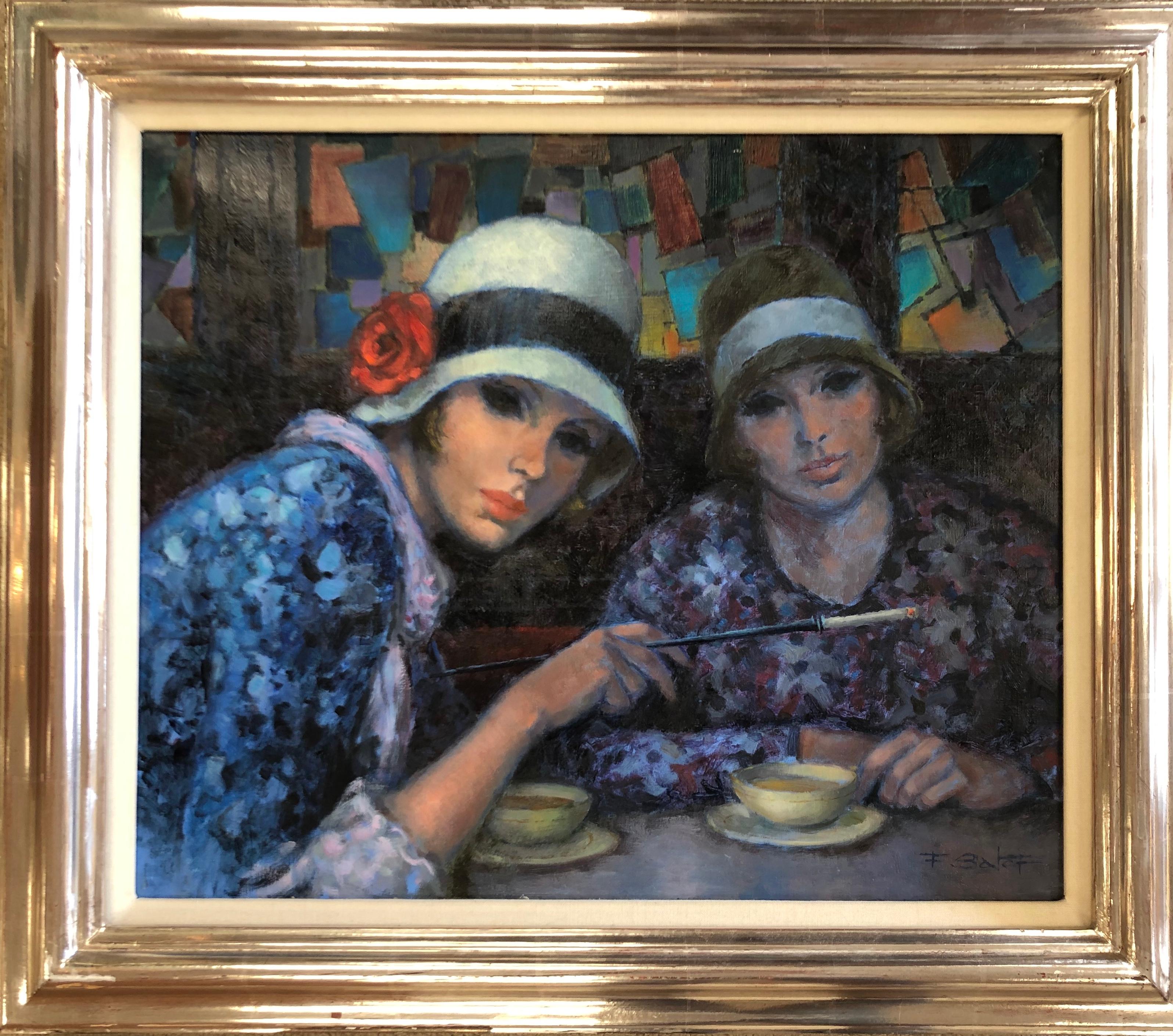 « Femmes dans un café », peinture à l'huile postimpressionniste française