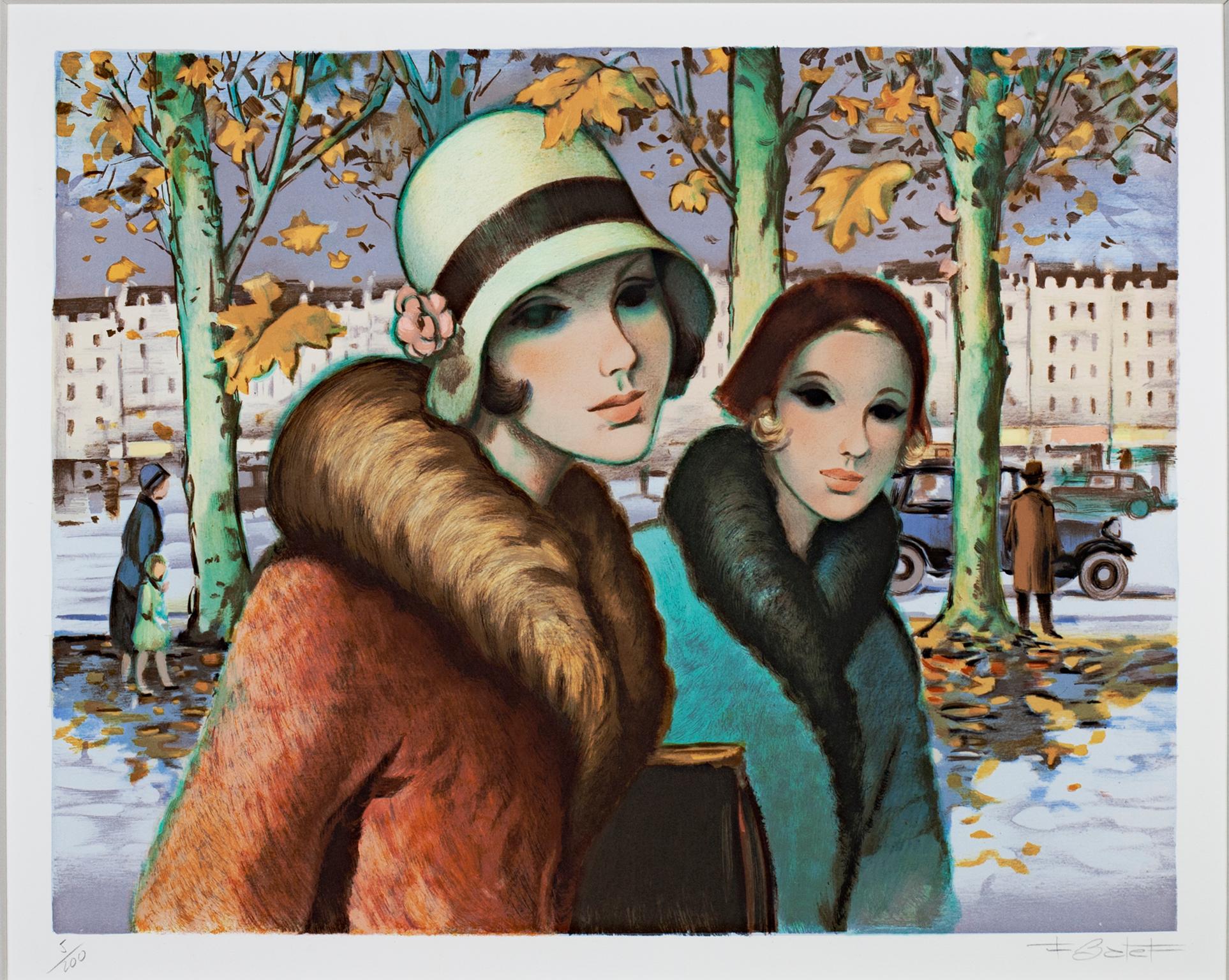 "Promenade sous les Arbres (Walk under the Trees)" Color Litho by Francois Batet