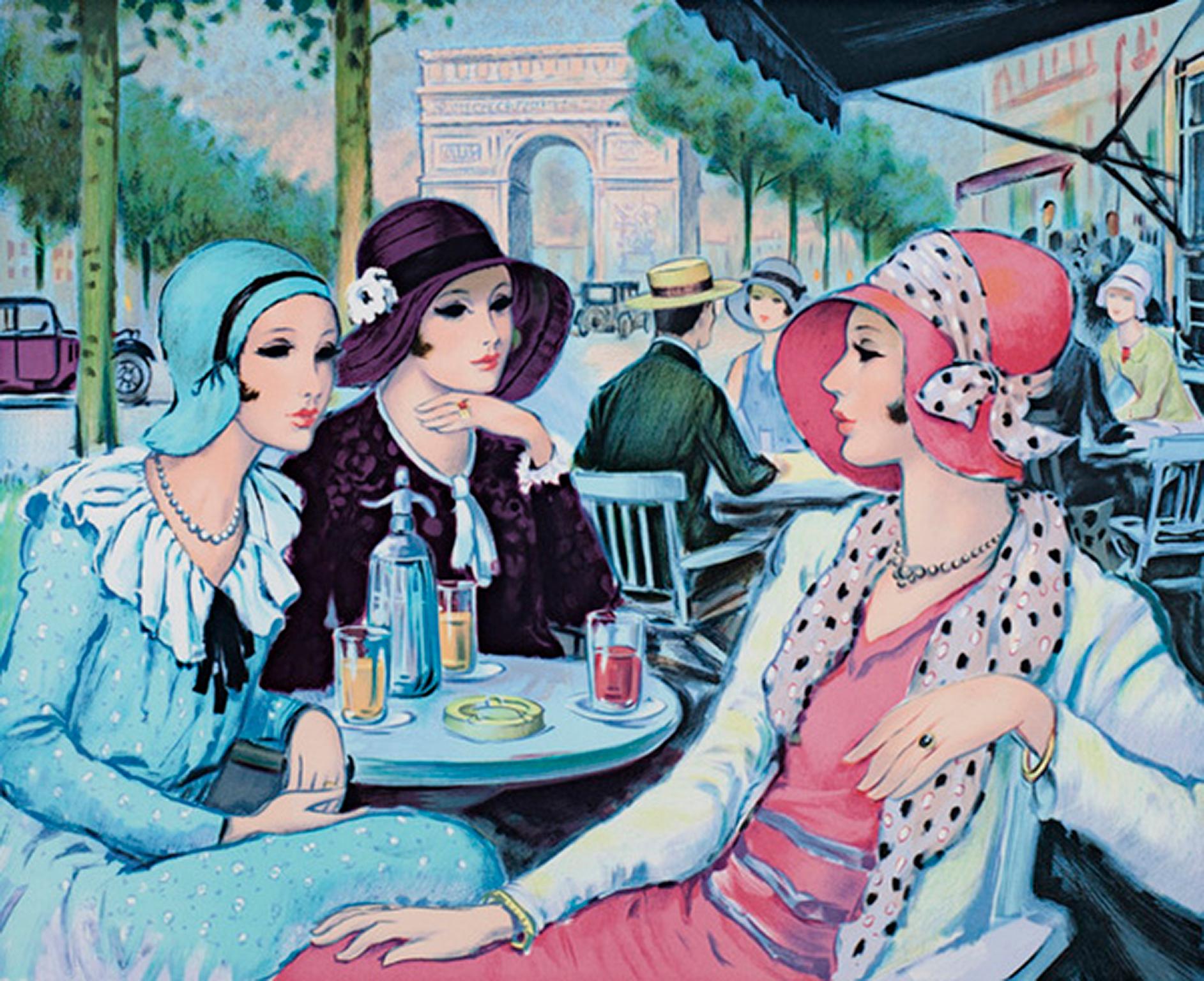 "Terrasse aux Champs Elysees (Terrace on the Champs)" Litho by Francois Batet