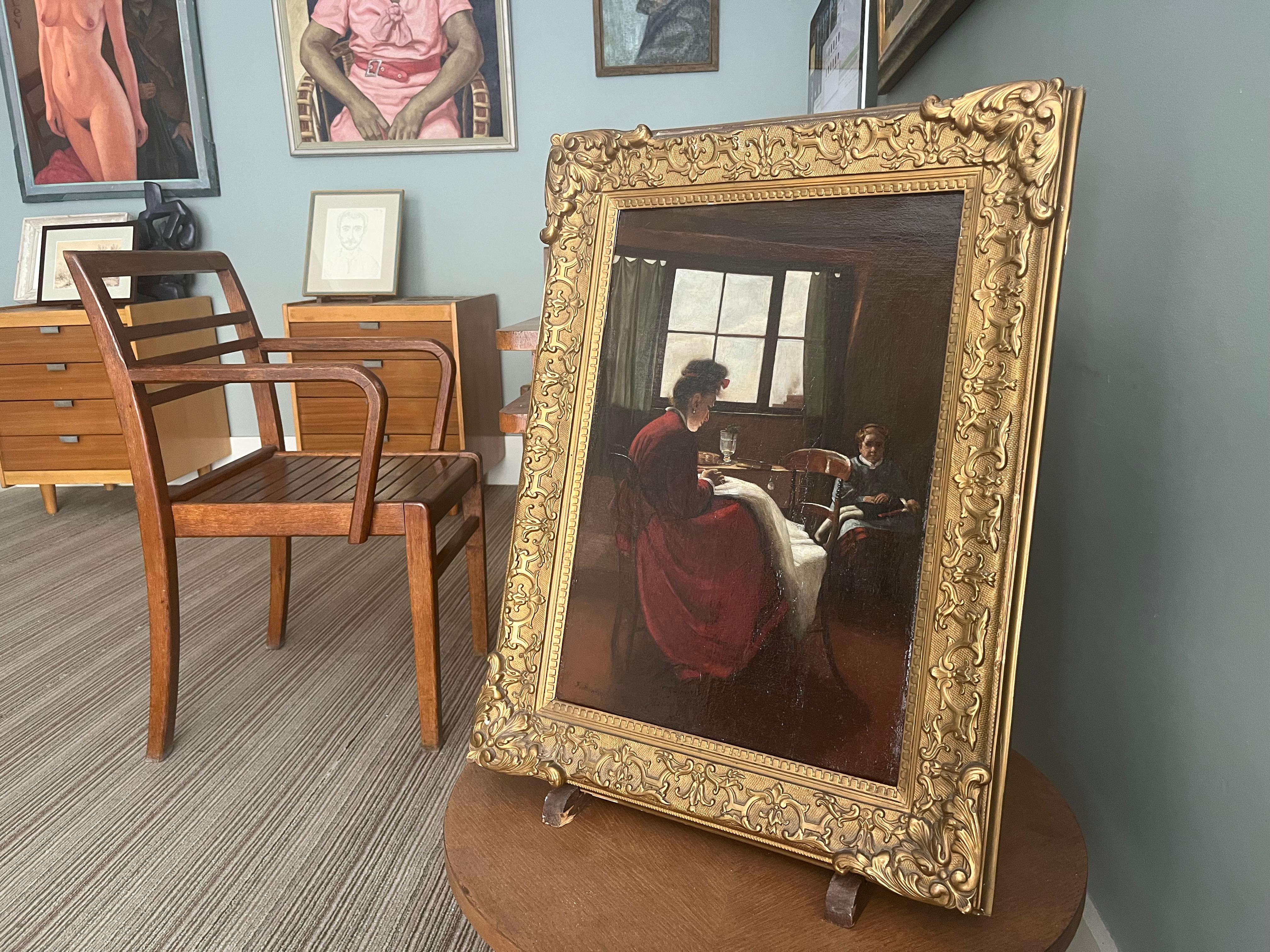 François Bonvin (1817 - 1887)

Interior scene - Woman and child
1871

Signed, dated and located lower right (London)

Oil on canvas
48,2 x 33,2 cm (63 x 48 cm with frame)
