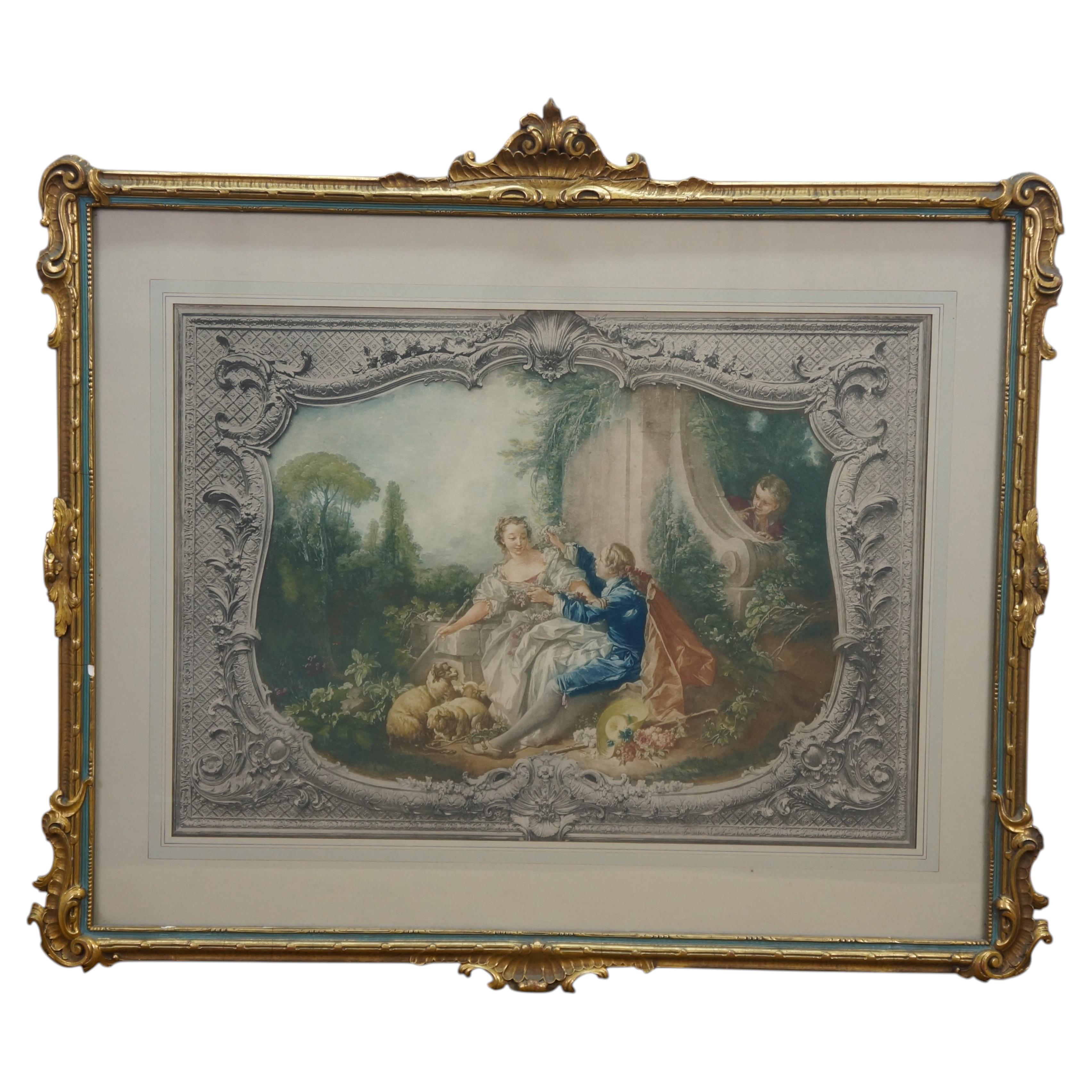 François Boucher Barroco Rococó El pastor galante Litografía 28