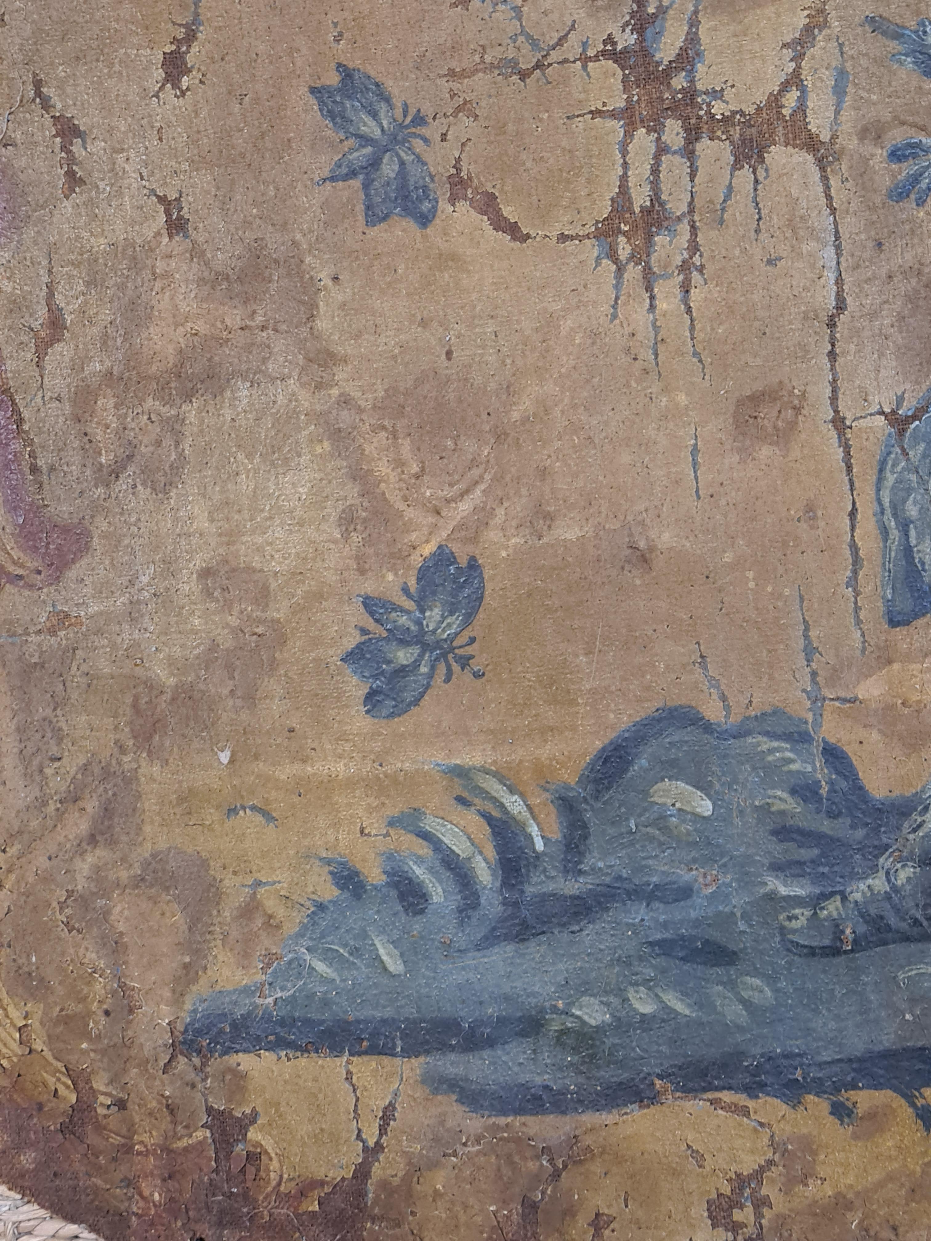 Tela rococò Chinoiserie del XVIII secolo, Camaïeu Bleu, Cerchio di Francois Boucher - Painting Rococò di François Boucher