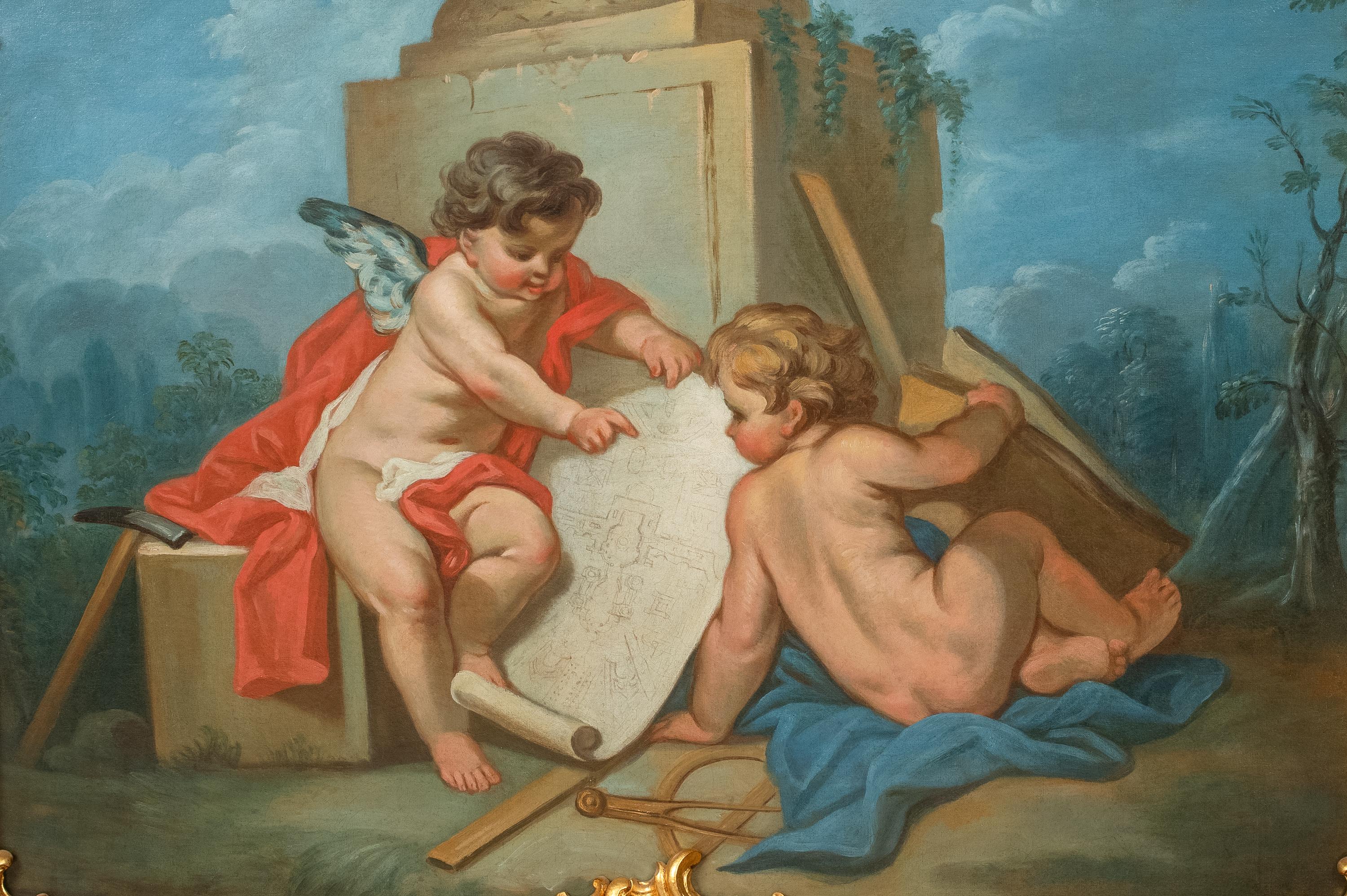 An Allegory of Architecture, 18th Century

School of François BOUCHER (1703-1770)

One of a set of Three 

Large 18th Century French allegory of Architecture, oil on canvas. Excellent quality and condition allegorical study of cherubs study drawings
