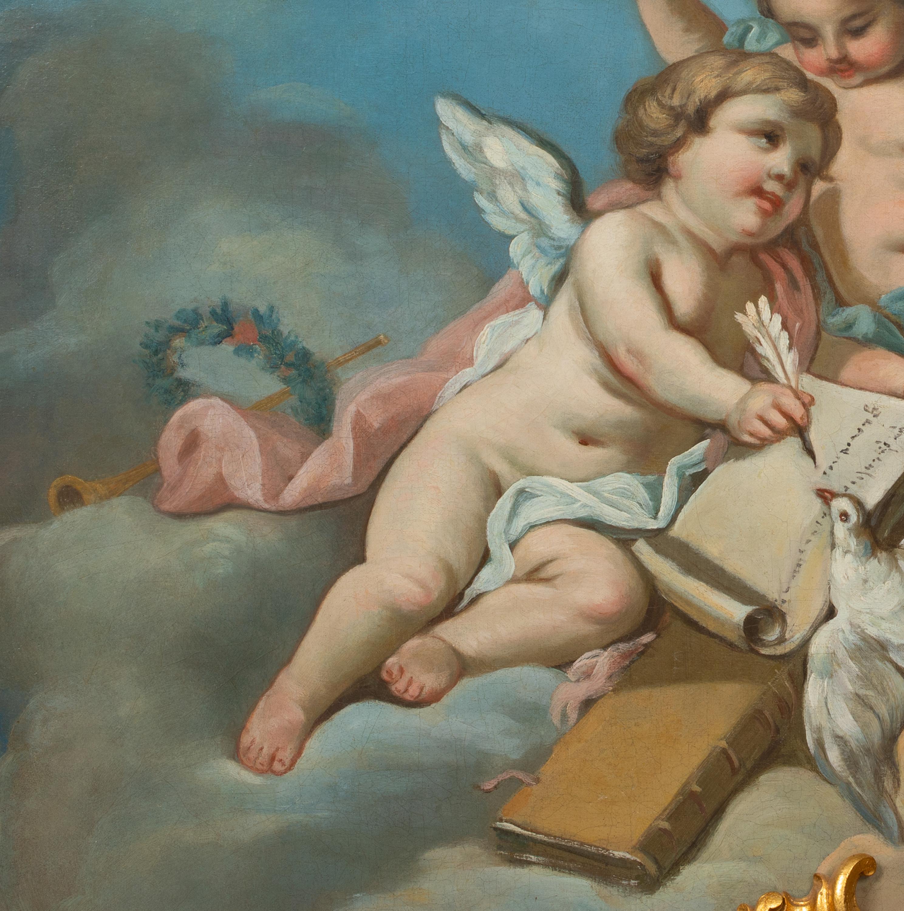 An Allegory of Literature, 18th Century

School of François BOUCHER (1703-1770)

One of a set of Three 

Large 18th Century French allegory of Literature, oil on canvas. Excellent quality and condition allegorical study of cherubs writing upon a