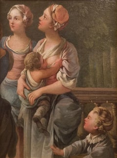 Circle of BOUCHER HALLE Countrysde scene Mother and child French Baroque 18th