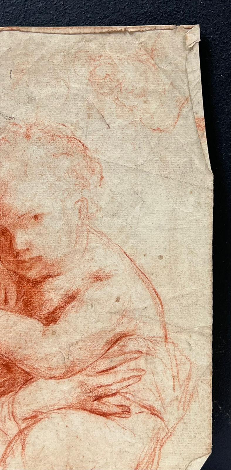 Raffinato disegno a gesso rosso French Rococo Old Master del 18° secolo con ritratto di bambino - Painting Rococò di François Boucher