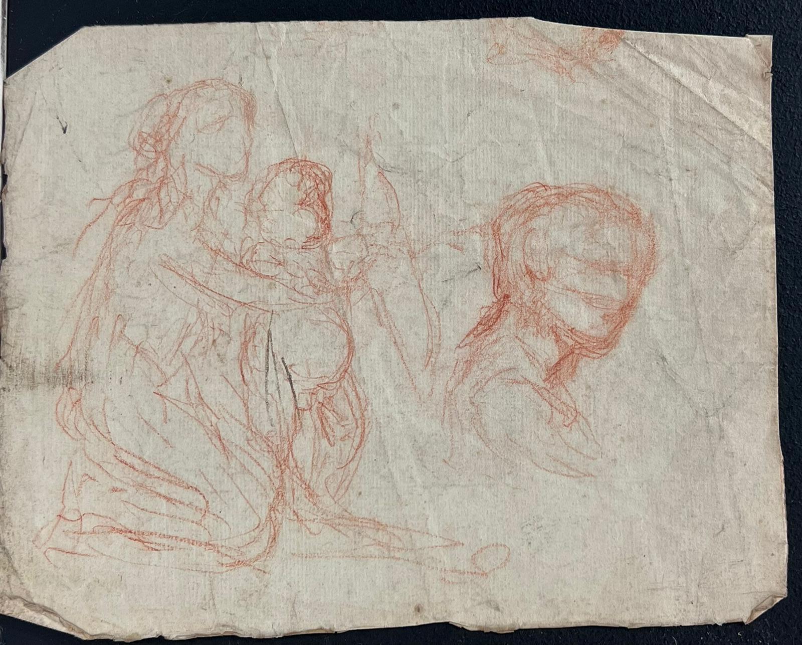 Raffinato disegno a gesso rosso French Rococo Old Master del 18° secolo con ritratto di bambino 1