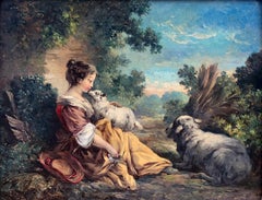 French 19th Century Pastoral Oil in the Style of François Boucher