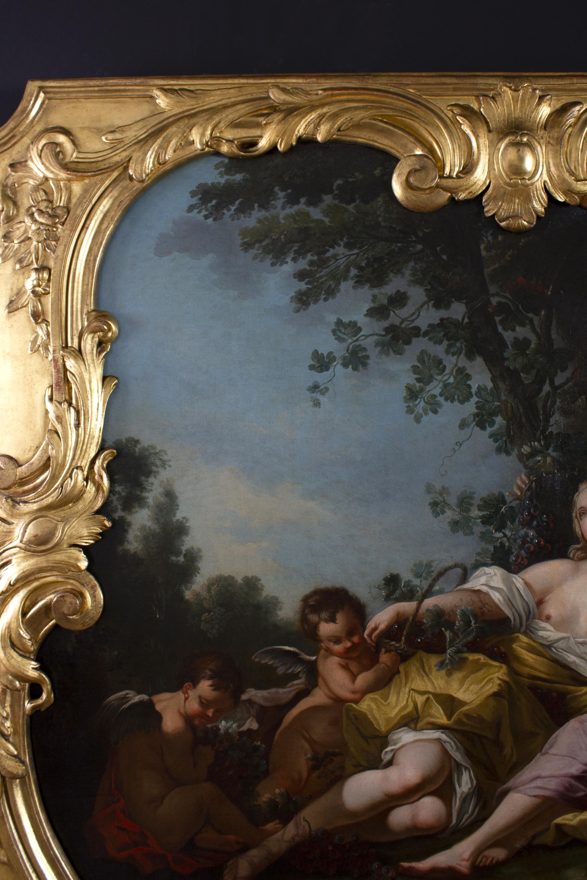 Pair of Large 18' Century French Oil Paintings after Francois Boucher For Sale 7