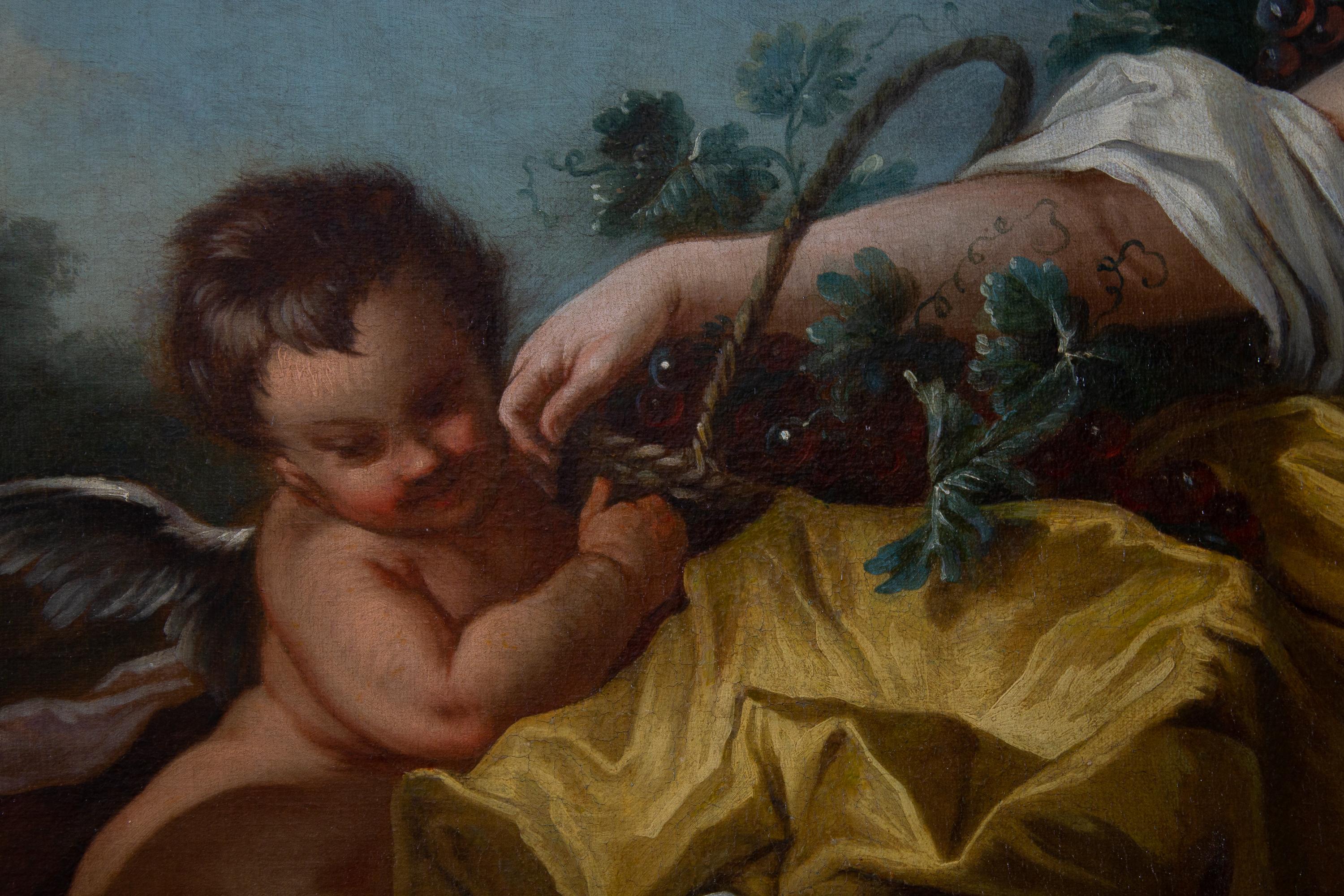 Paire de grandes peintures à l'huile françaises du 18e siècle d'après François Boucher en vente 8