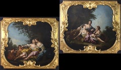 Coppia di grandi dipinti a olio francesi del 18° secolo (After) Francois Boucher