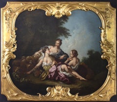 Antique Pair of Large 18' Century French Oil Paintings after Francois Boucher