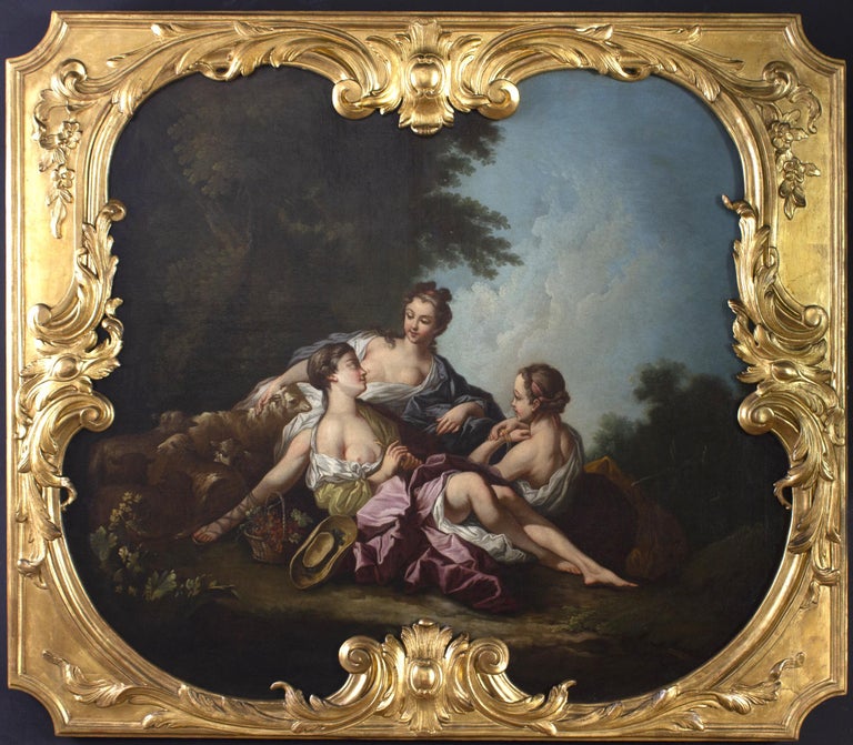 François Boucher Figurative Painting - Pair of Large 18' Century French Oil Paintings after Francois Boucher