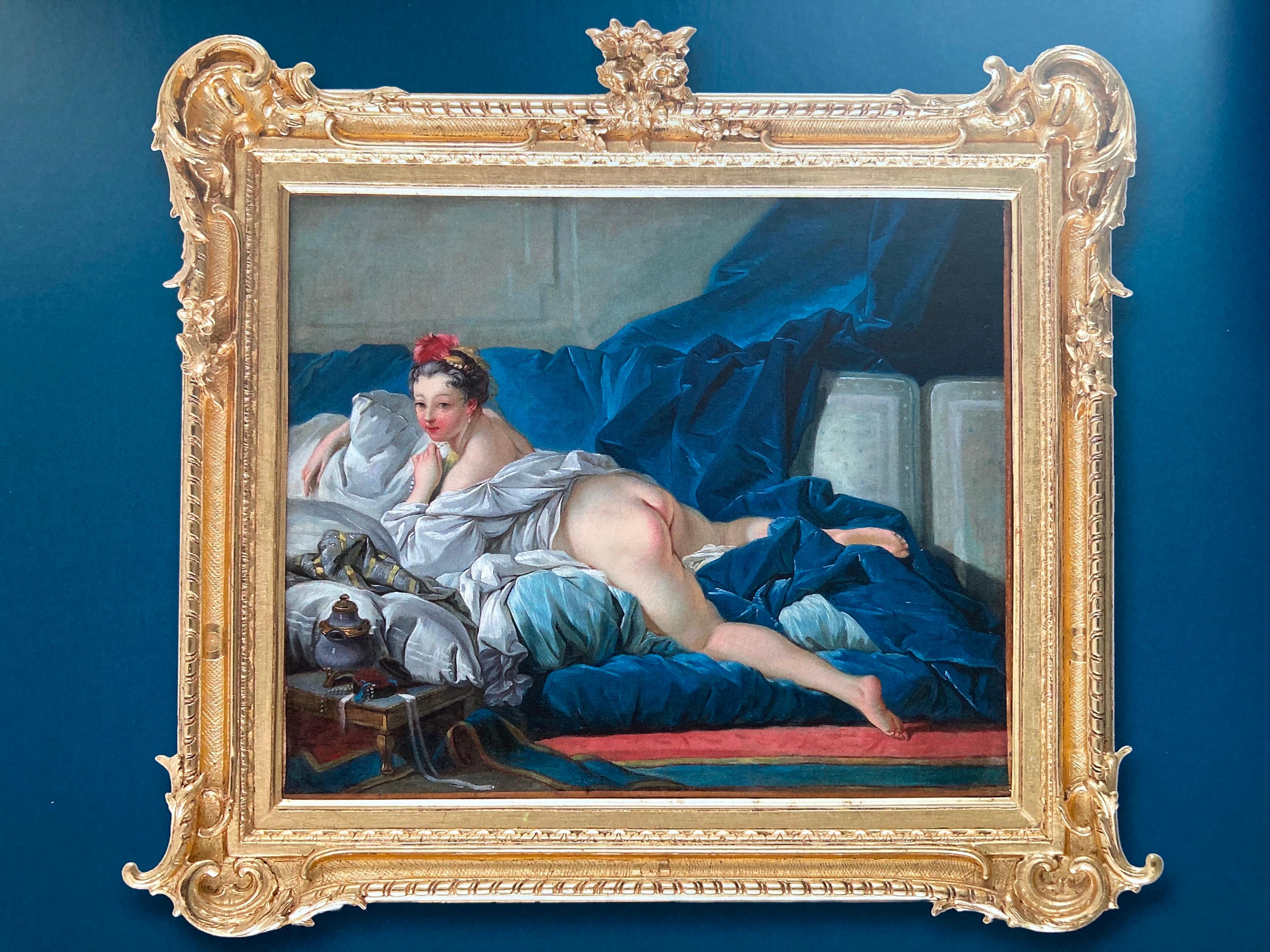 Rococo Painting, The Brunette Odalisque, Nude Woman, Studio of Francois Boucher For Sale 12