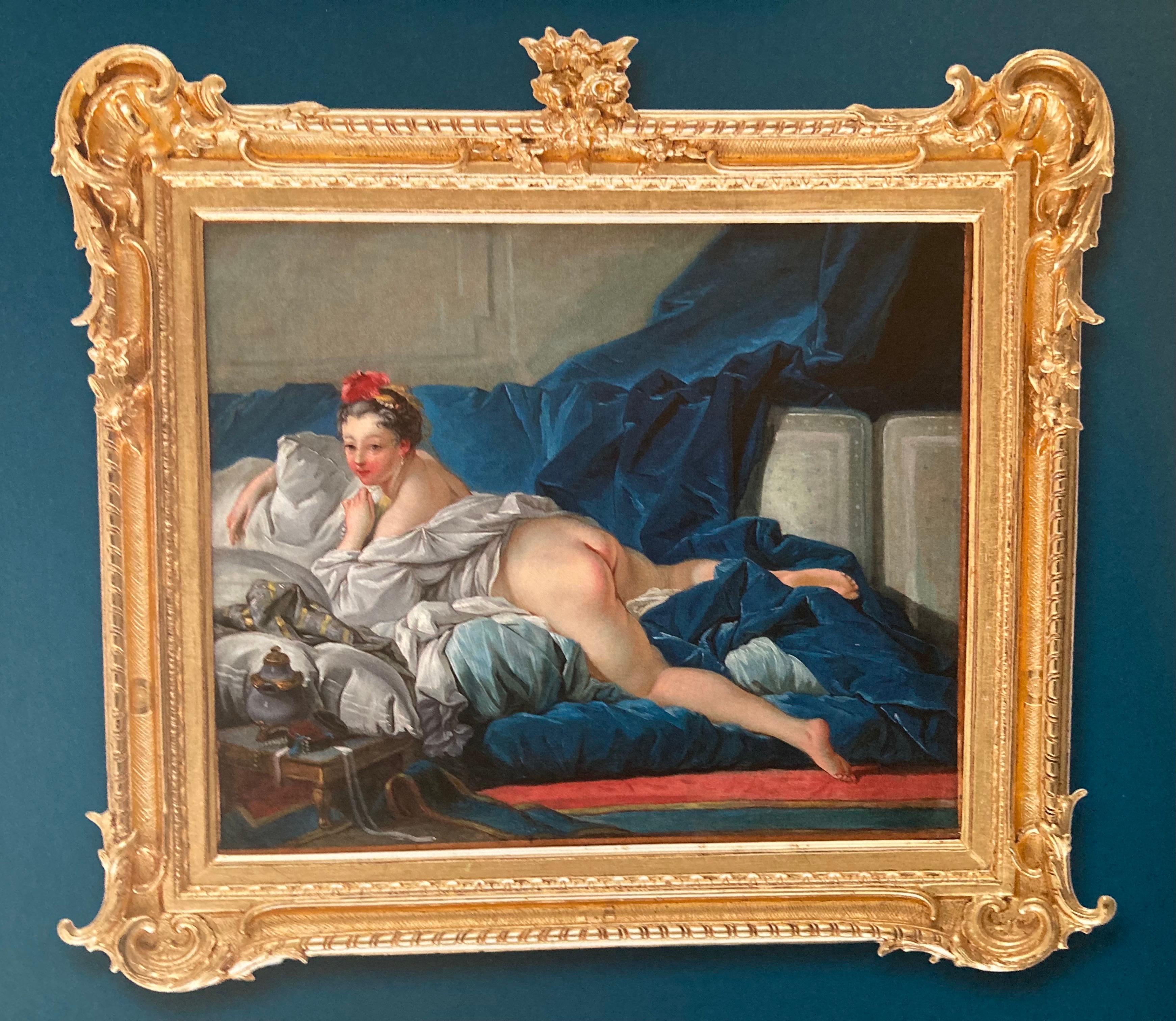 Peinture rococo, L'Odalisque brune, Femme nue, Studio de Francois Boucher - Painting de François Boucher